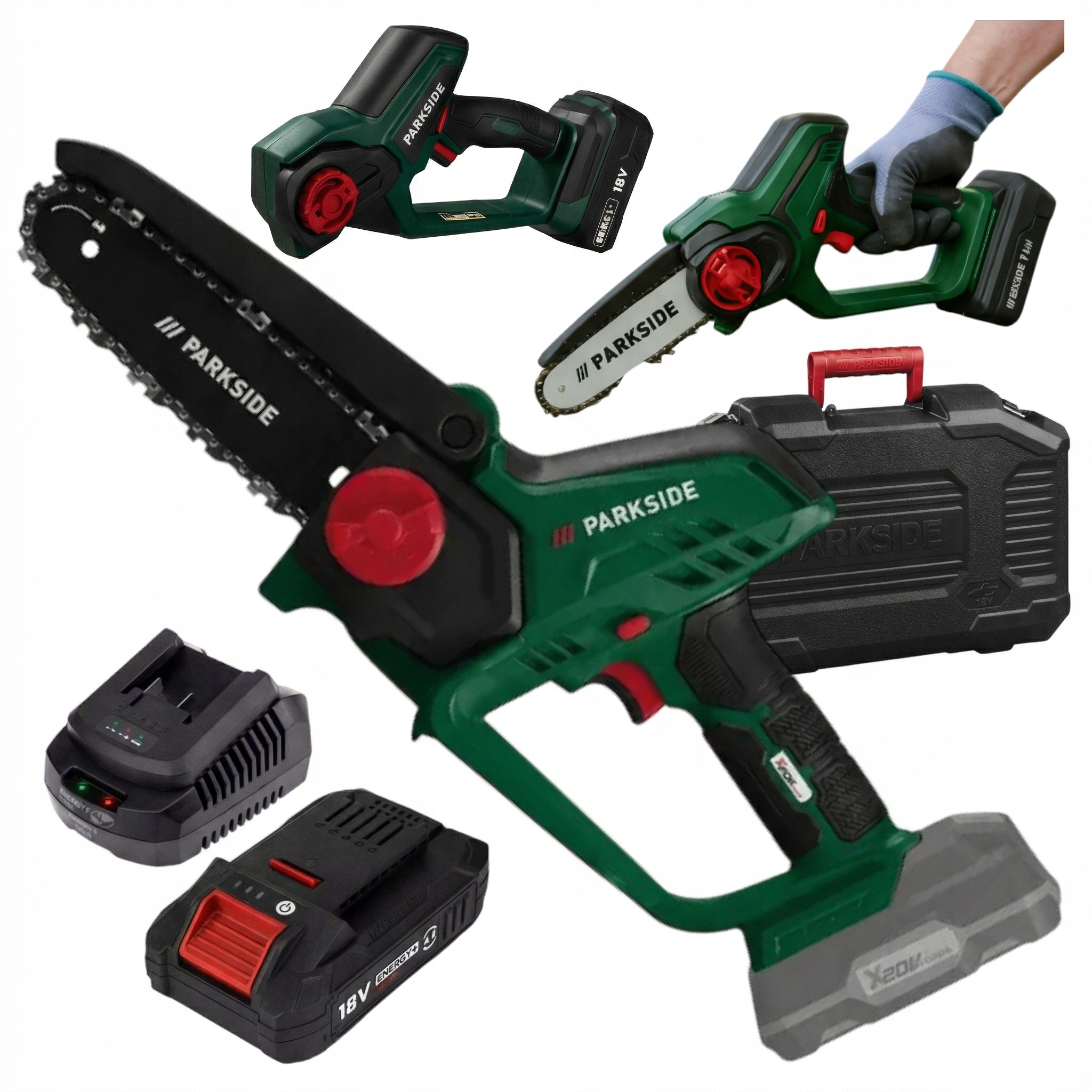 Piła łańcuchowa akumulatorowa Parkside 20V Pilarka Zestaw Bateria Ładowarka