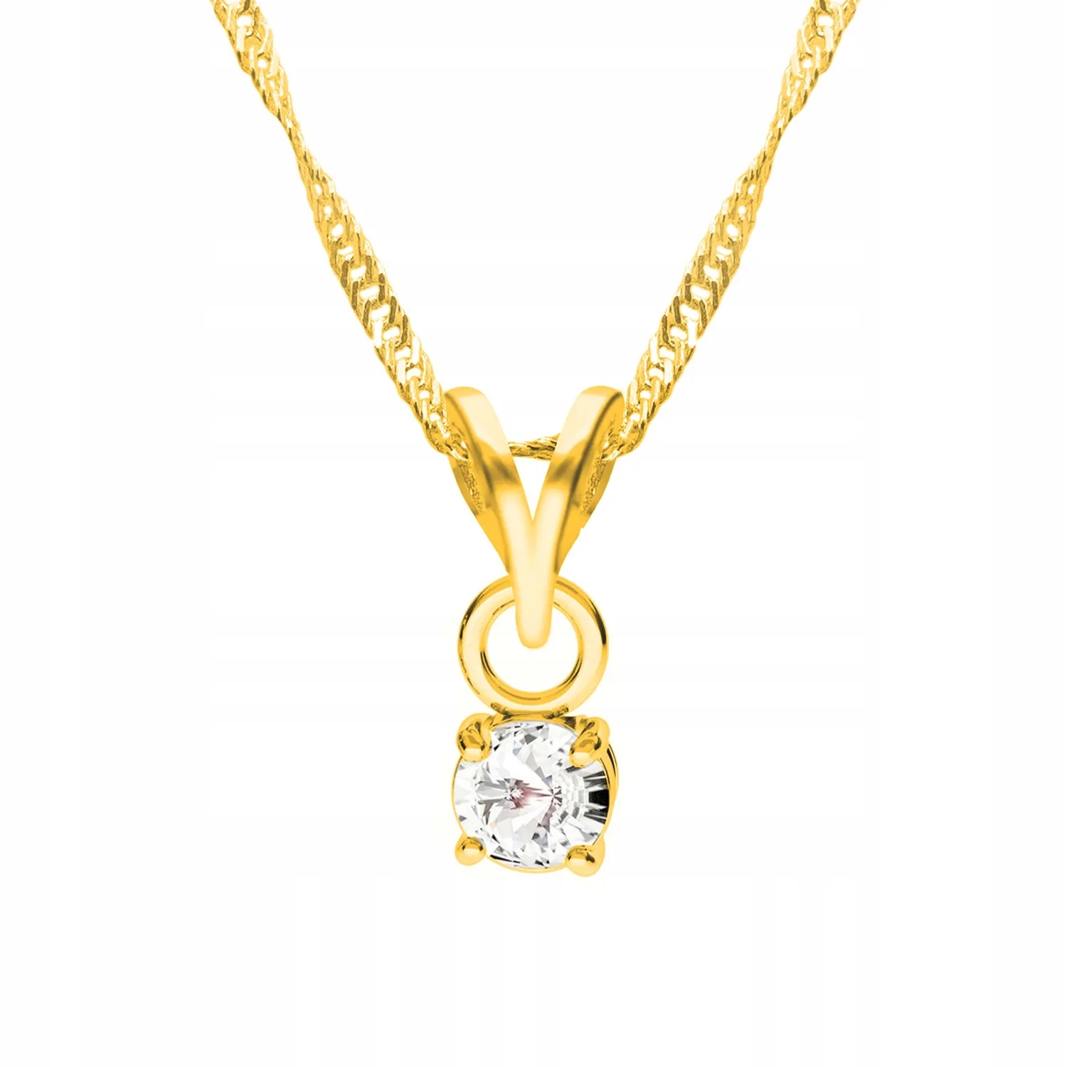 Náhrdelník Zlatý 925 Bílý Zirkon Závěsný Bílý Křišťál Přívěsek Dárek