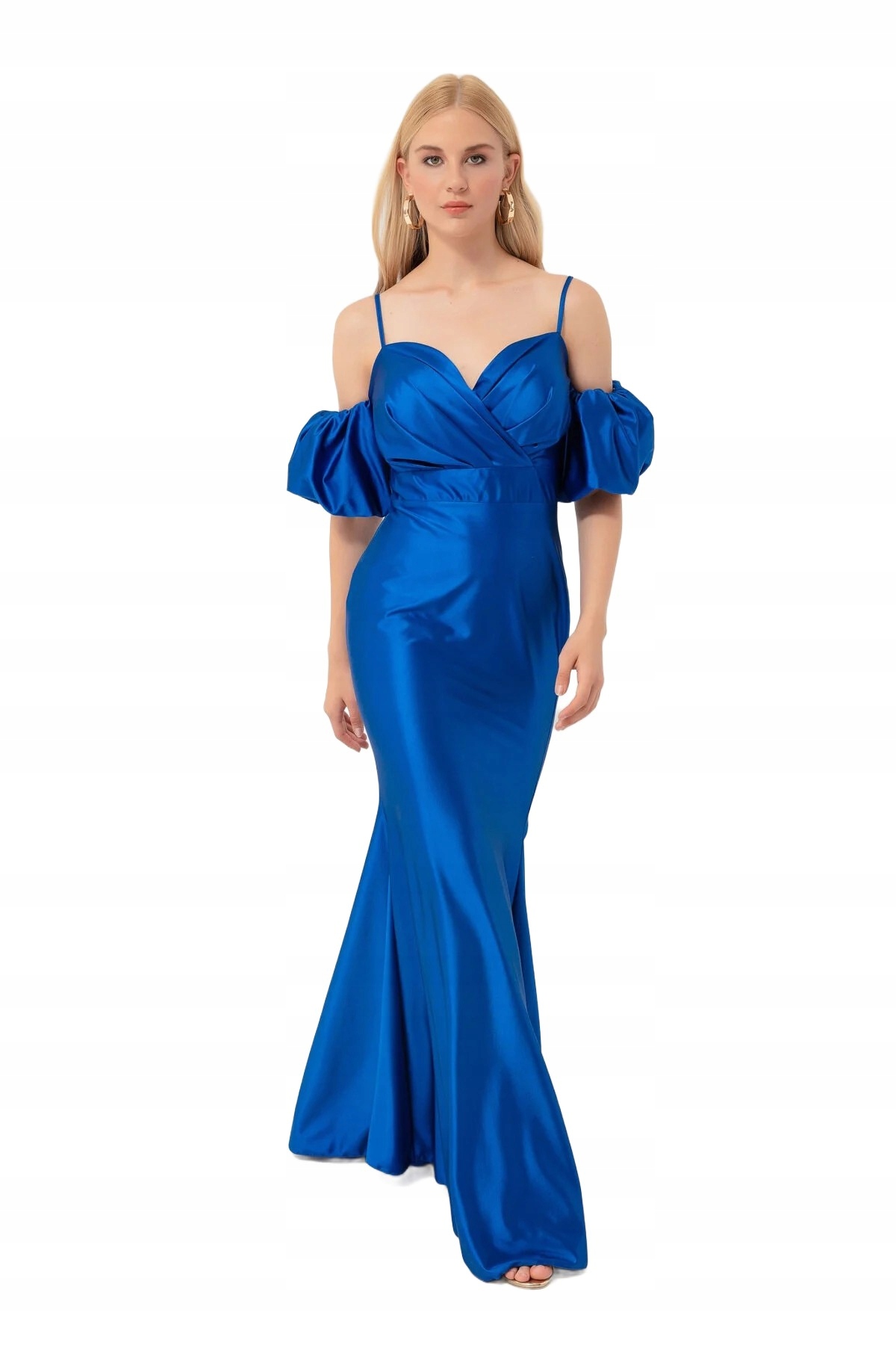 Lafaba Šaty Večerní Modré S Volánky Na Ramenou 42 5FA