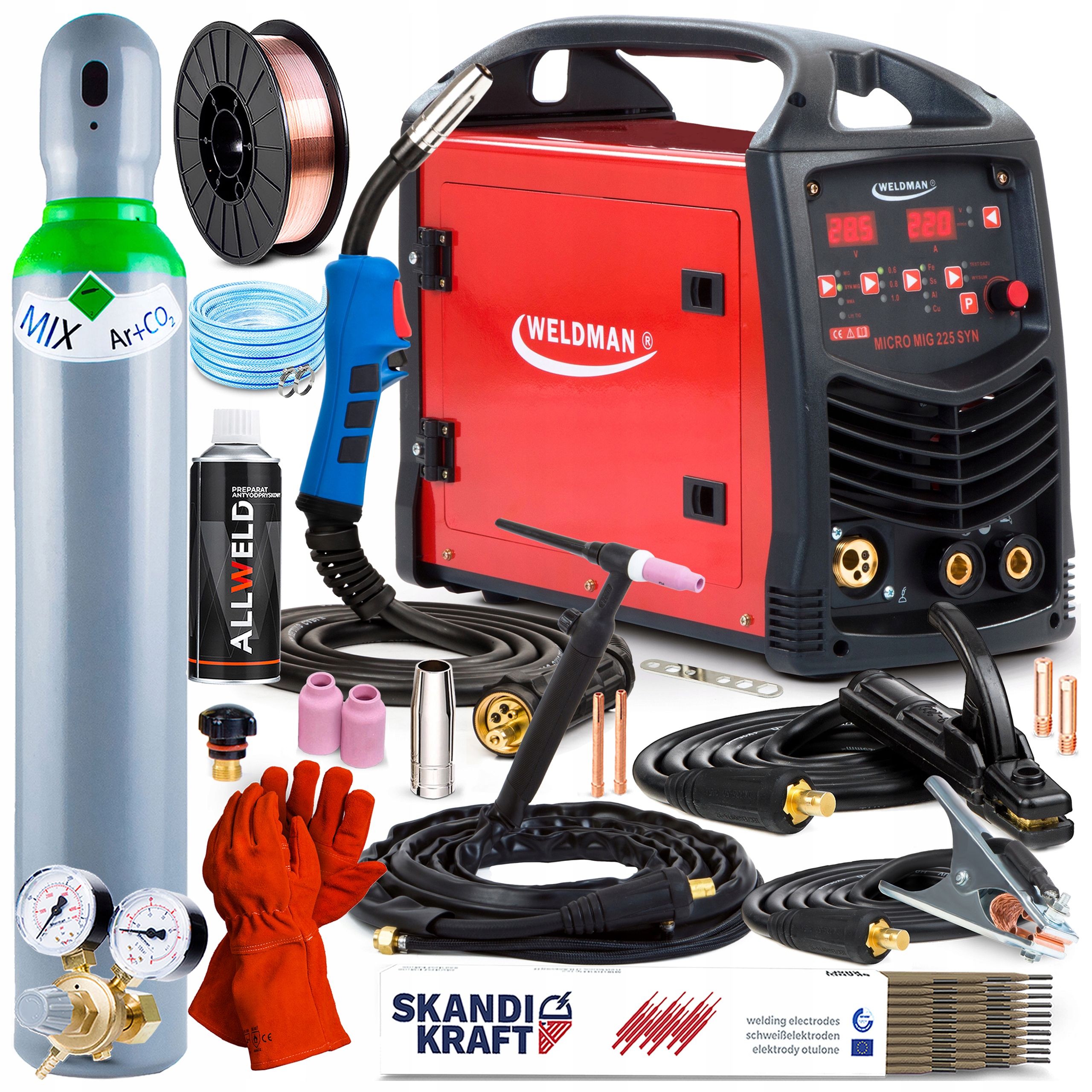 Poloautomatický Svařovací Stroj Weldman Micro Mig 225 Synergie Mma Tig 230V 220A 3V1