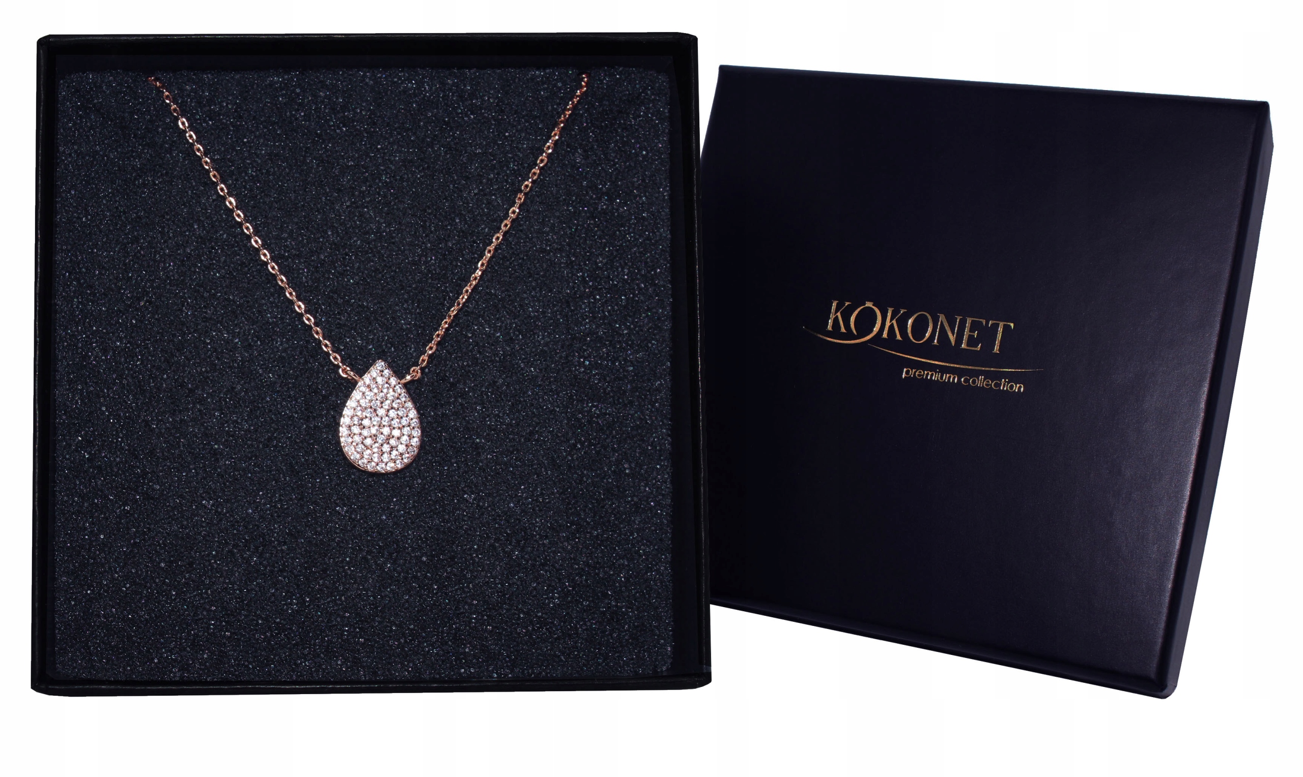 ŁAŃCUSZEK rose gold łezka wisząca ŚLUBNY glam boho