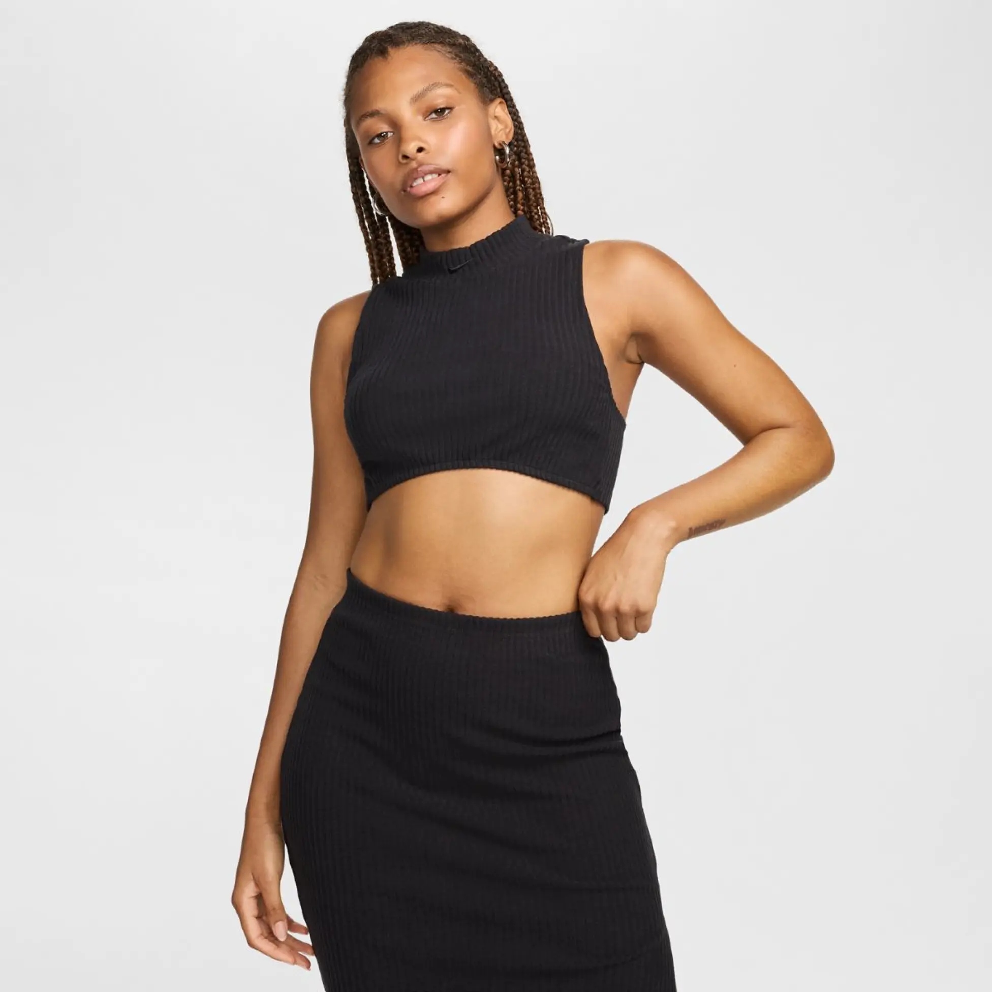 Dámské tričko Nike Sportswear Chill Rib Tight Mock-Neck Cropped Top vel. L