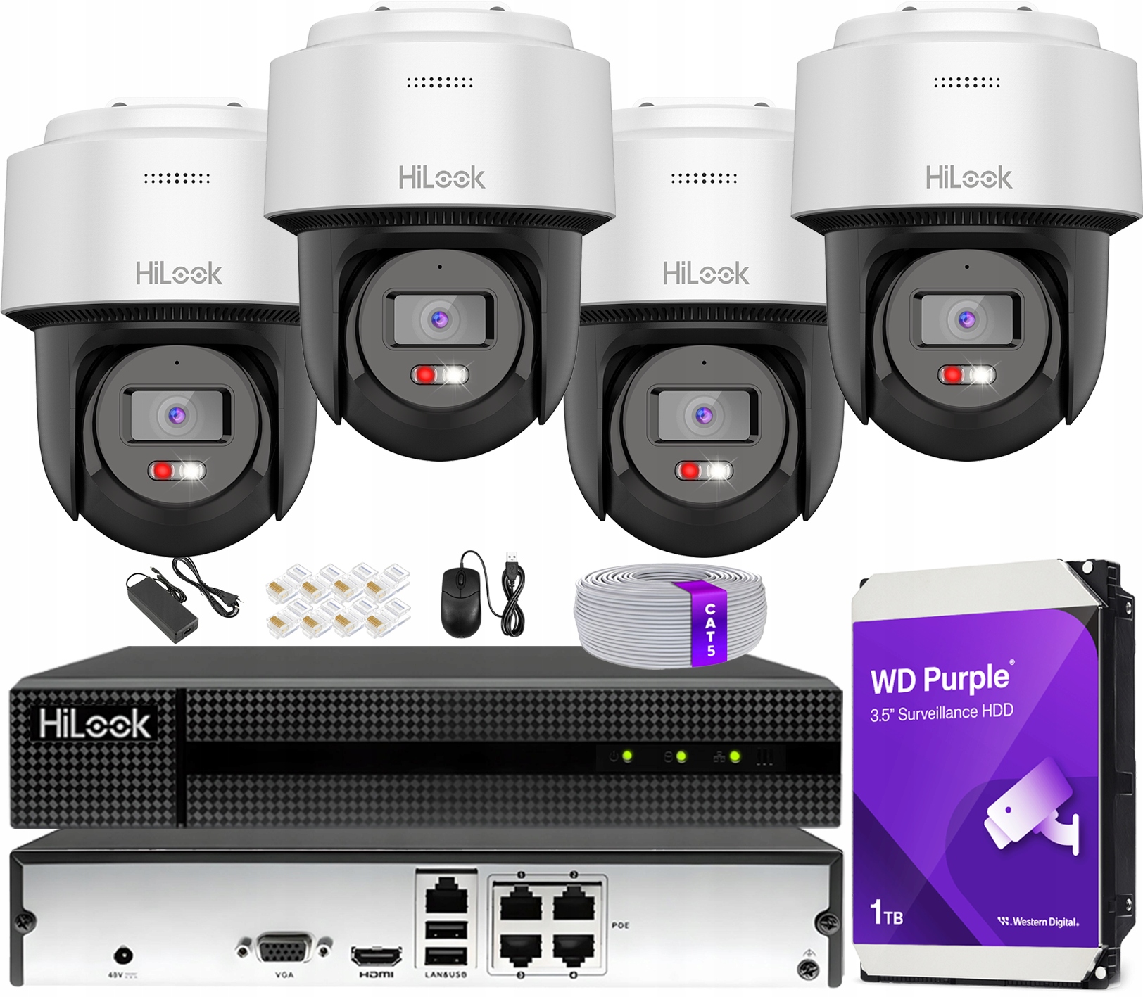 Ip monitoring Komplet 4 kamery PTZ-N4MP-P Tracking Audio PoE rekordér