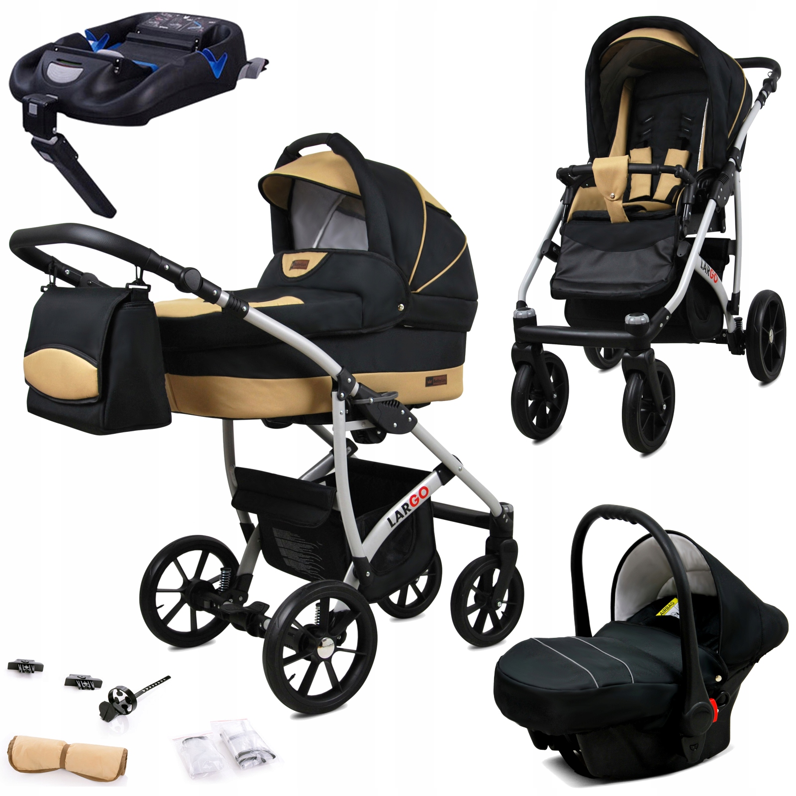 Wózek dziecięcy 4w1 BabyLux Largo spacerówka gondola fotelik baza Isofix