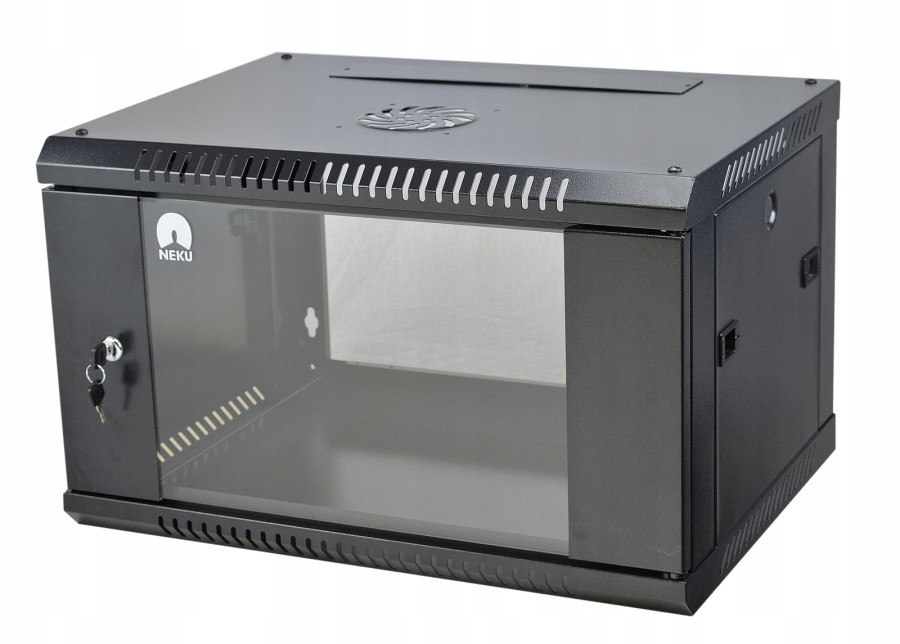 Neku Szafa wisząca Rack 19" 4U 450mm rackowa szklane drzwi Czarna Box