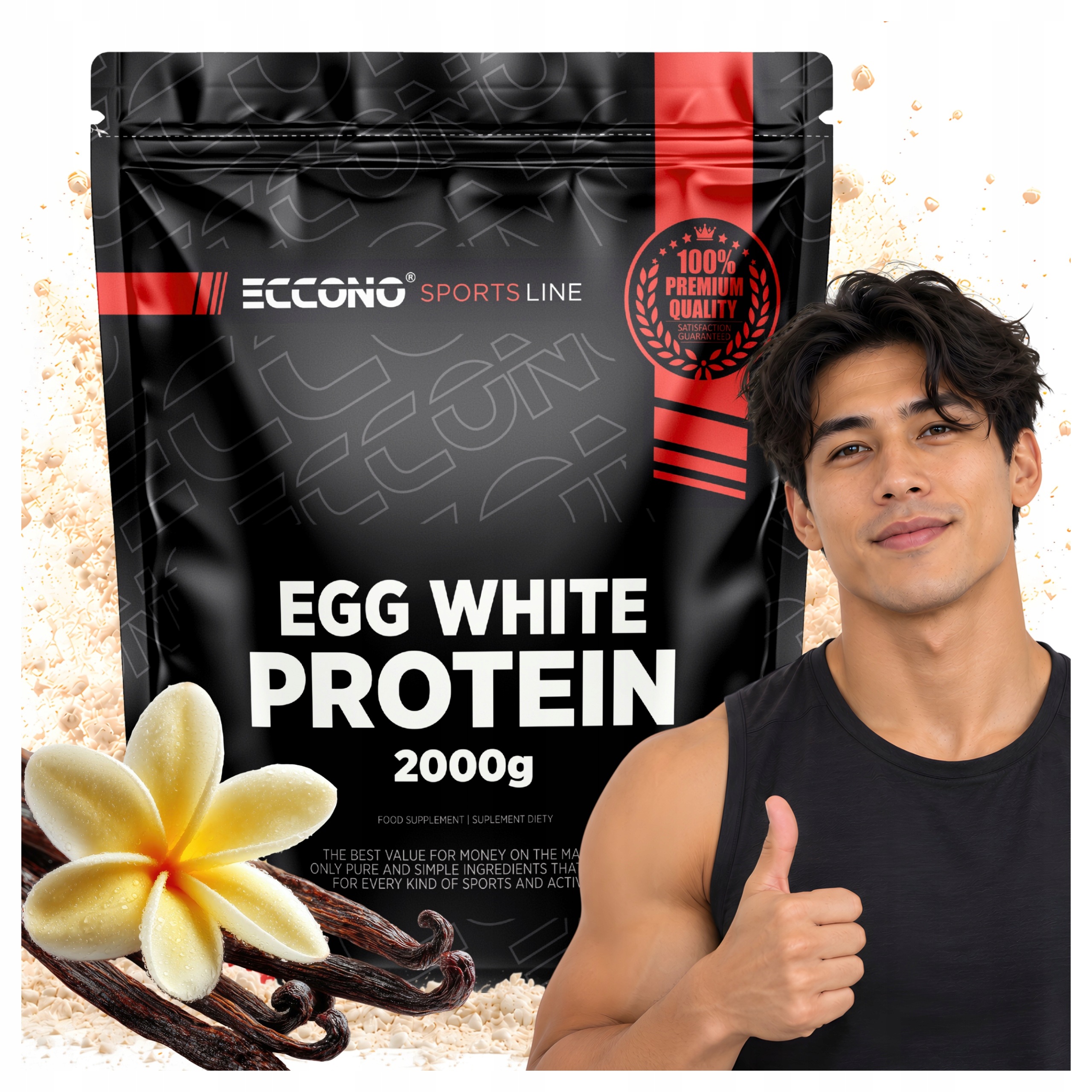 Doplněk Stravy Eccono Egg White Protein Vaječný Bílek Albumin Svaly 2000 G Vanilka