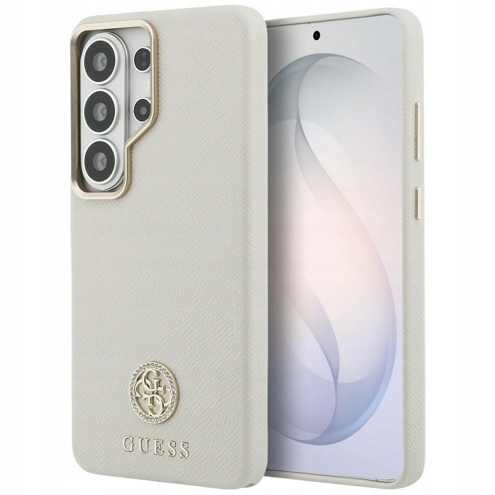 Pouzdro Guess Rhinestone Round Logo MagSafe pro Samsung Galaxy S26 Ultra béžové