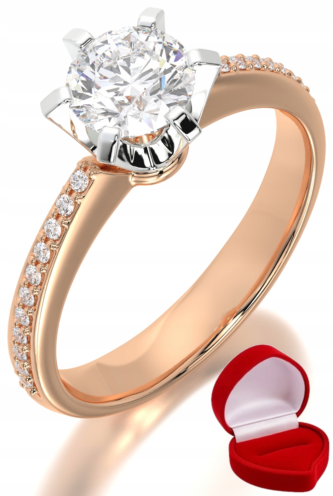 Zlatý Prstýnek 585 14k Brylant 0,70 ct Růžové Zlato R16