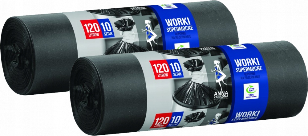 

Worki na śmieci supermocne 120l, 20 szt. Czarne