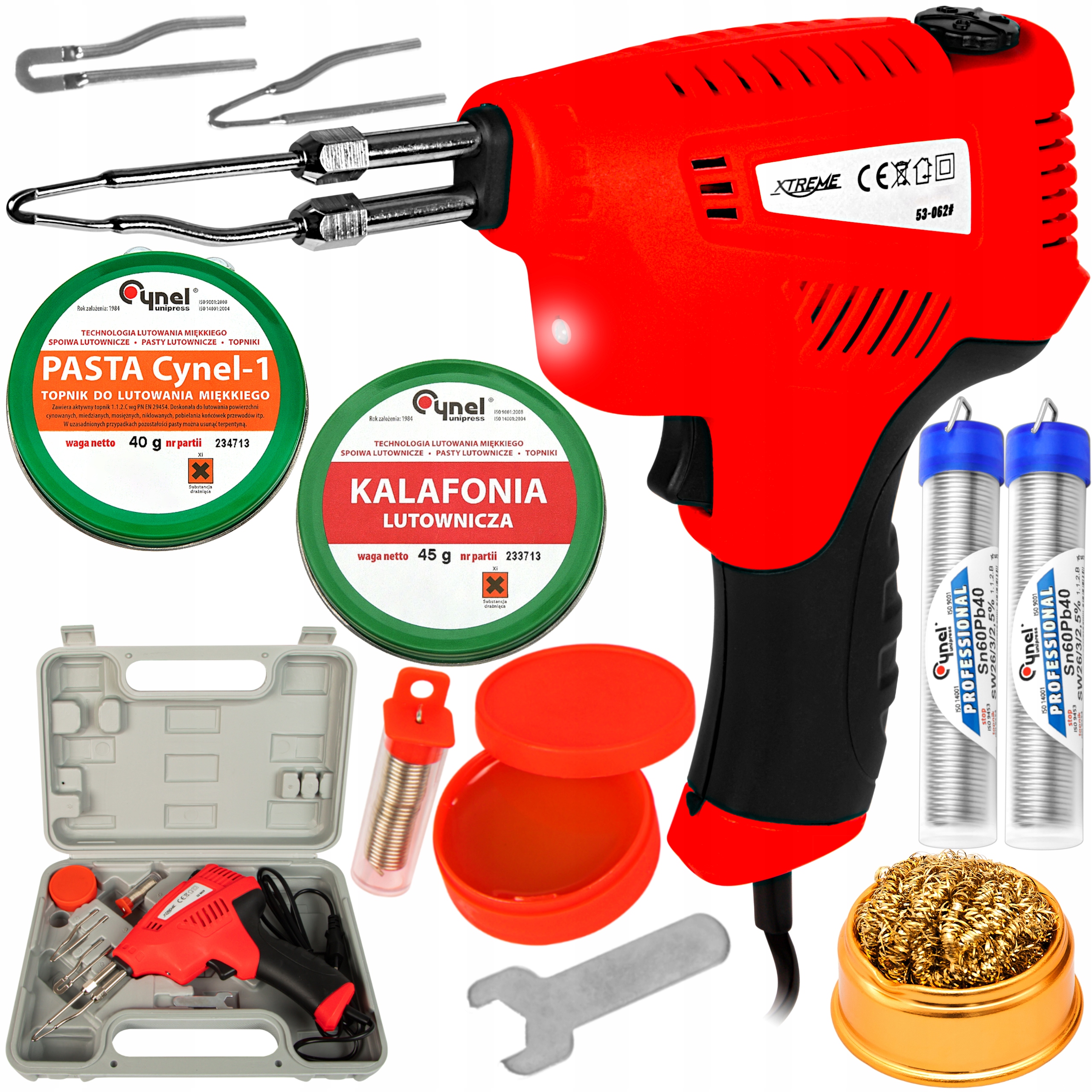 LUTOWNICA TRANSFORMATOROWA 200W PISTOLET WALIZKA CYNA PASTA CZYŚCIK ZESTAW