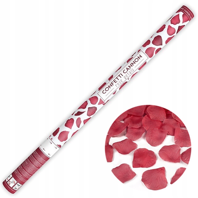 Tuba strzelająca konfetti płatki róż bordowe 80 cm