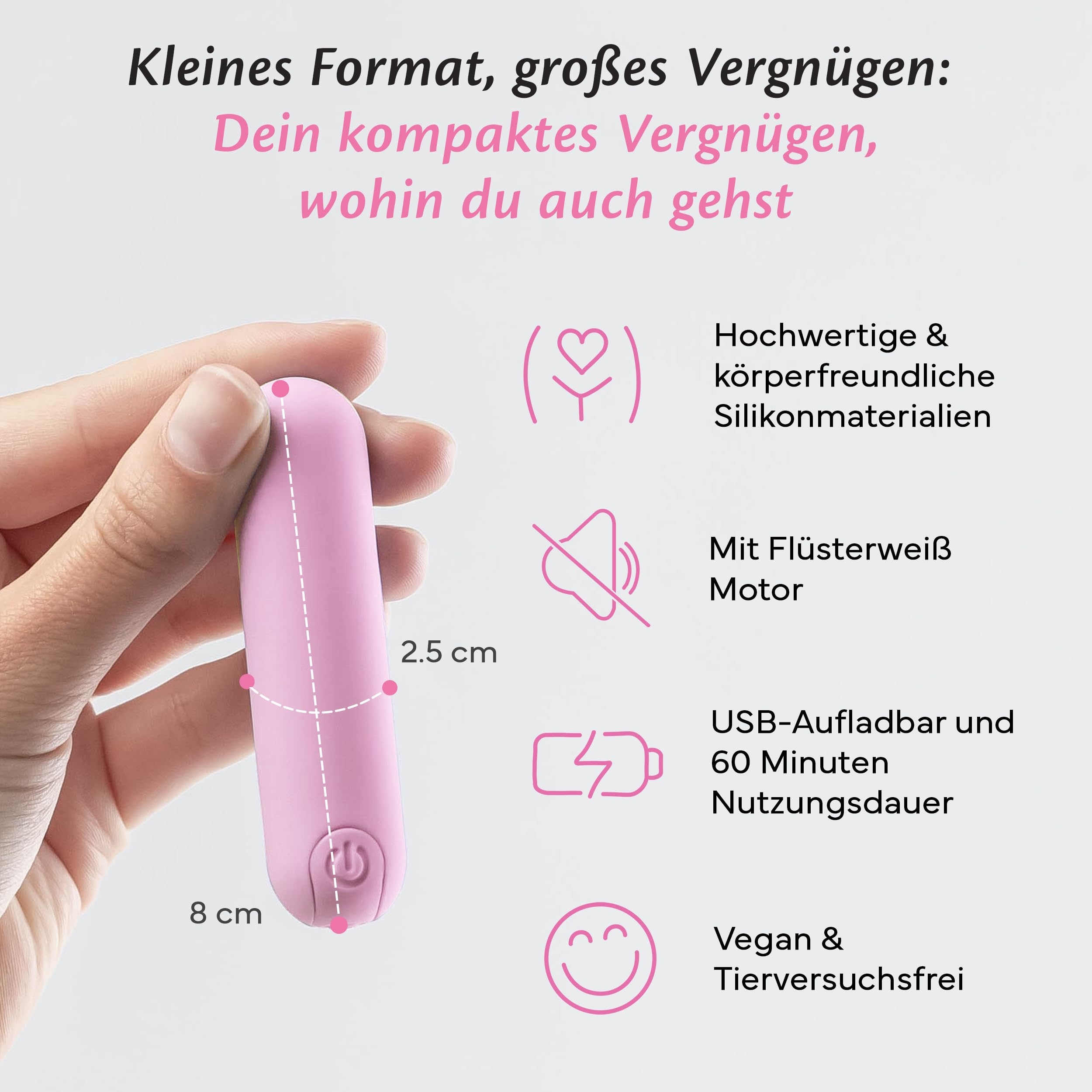 FAE Mini Wibrator Dla Kobiet Klitoris G-Punkt 10 Trybów 3 Końcówki — miniatura 4