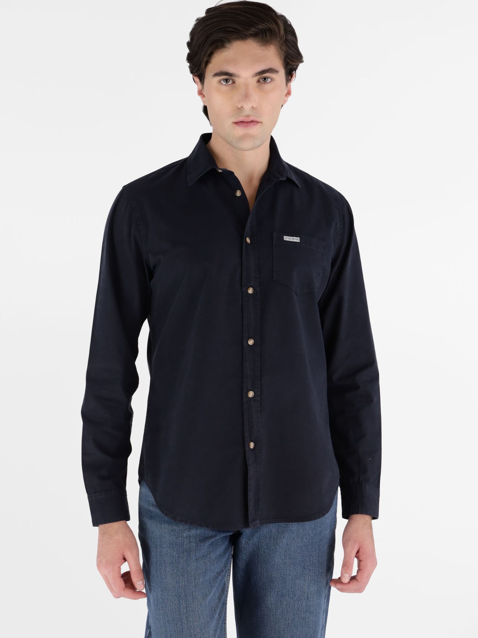 Pánská košile Guess Jeans M4YH35 WGCF1 tmavě modrá S