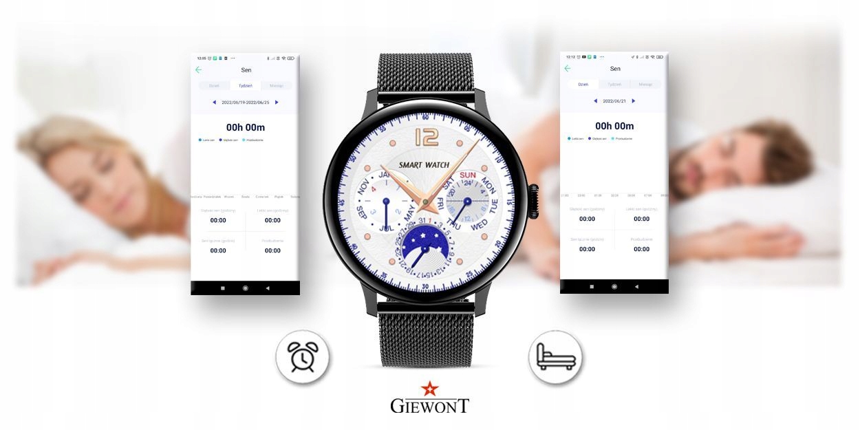 Smartwatch Damski Z Funkcją Rozmowy SMS Ciśnienie Czarny 2 Paski +Ładowarka Transmisja danych brak