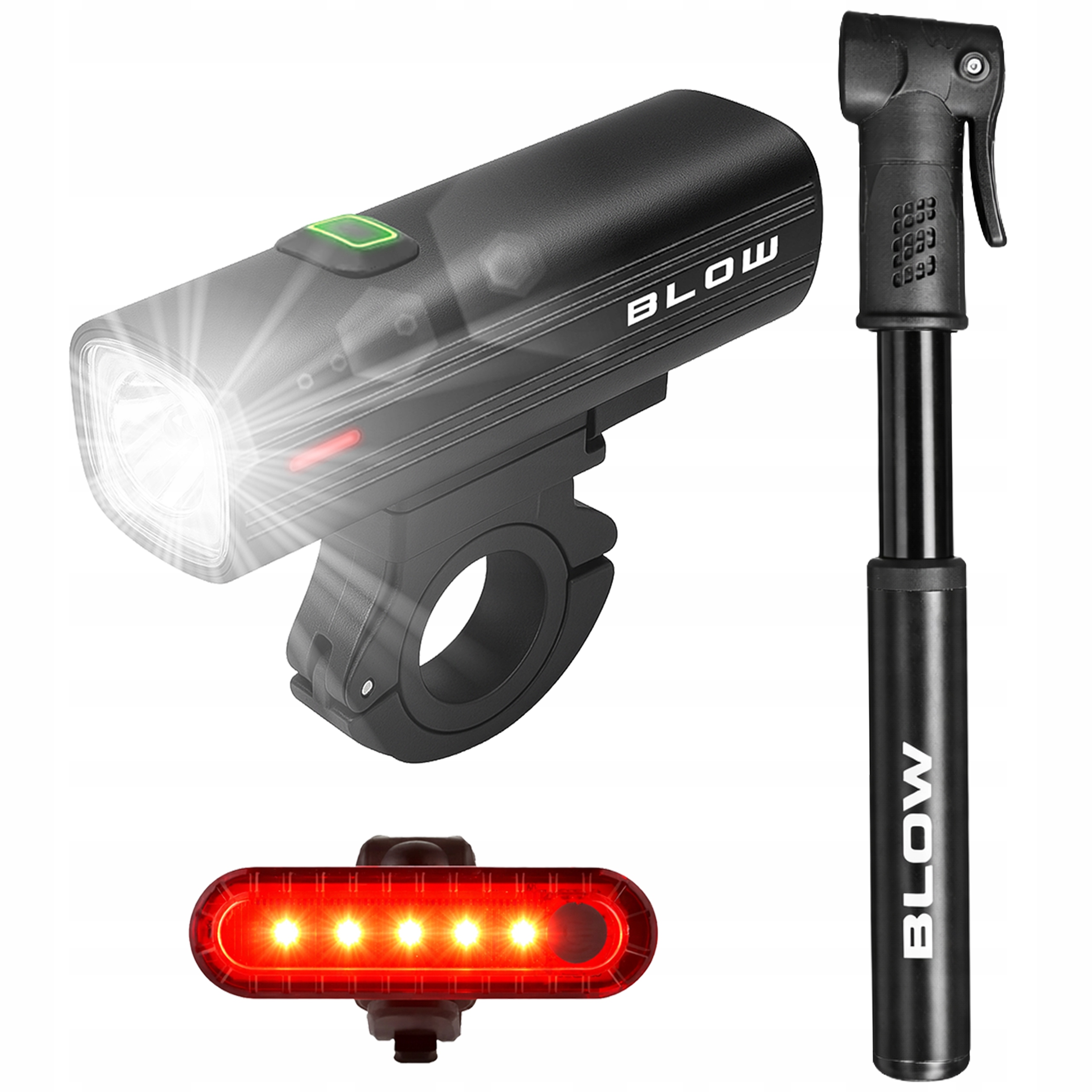 Lampka Rowerowa Przód Tył Metalowa Usb 1000 LM Powerbank 4800 mAH Pompka