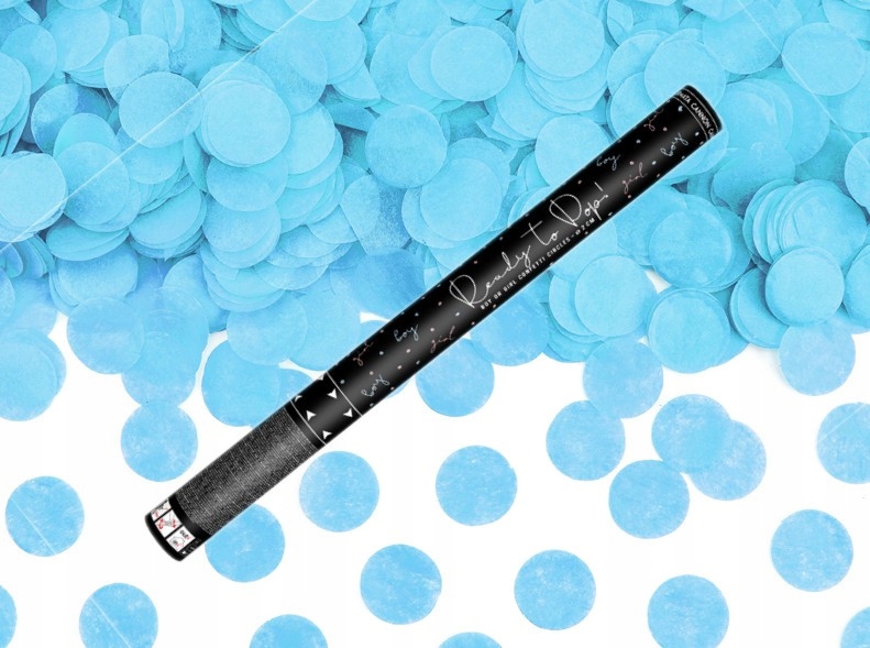 Tuba strzelająca niebieskie konfetti kółka 60 cm EAN (GTIN) 59007791015622