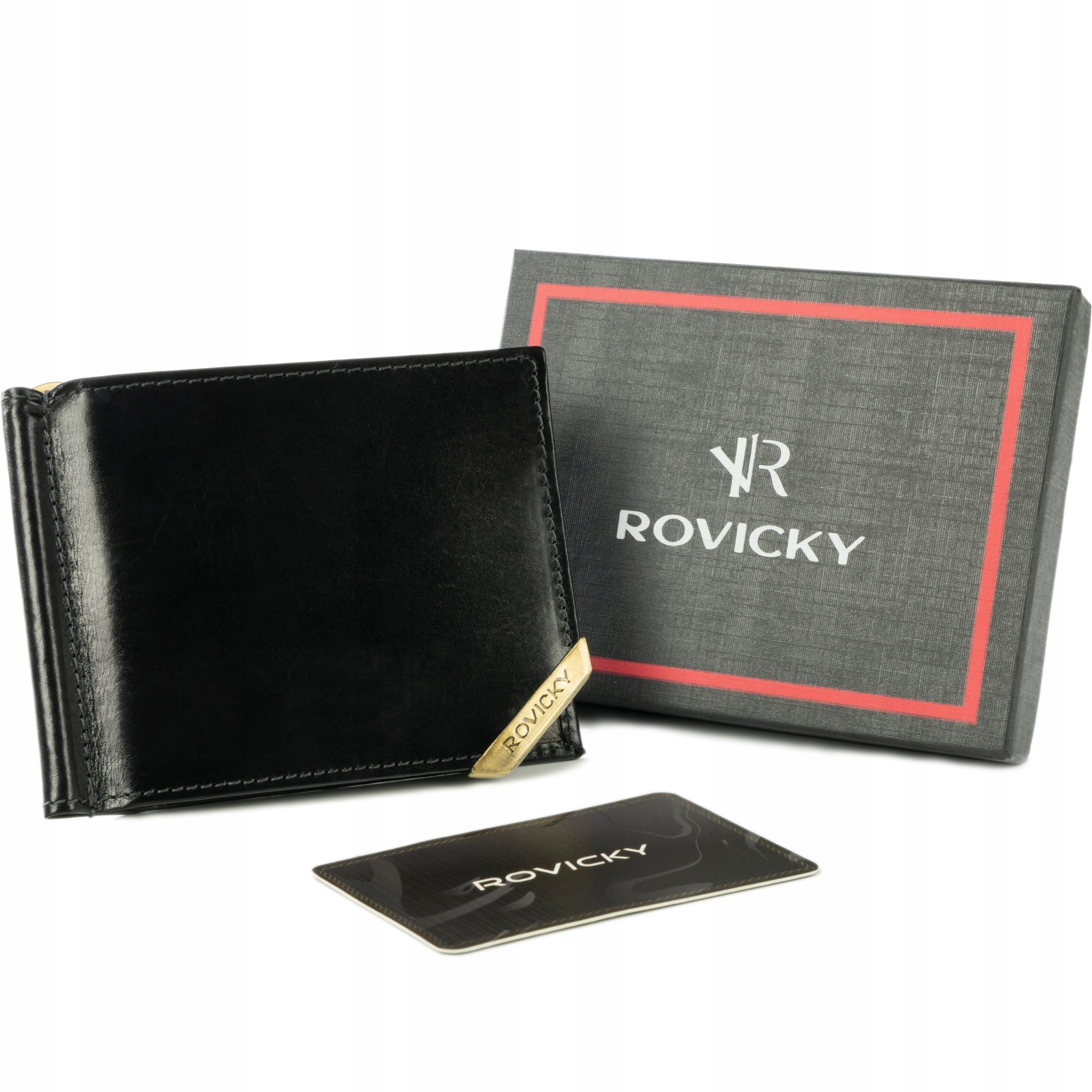 

Rovicky skórzany portfel męski cienki banknotówka