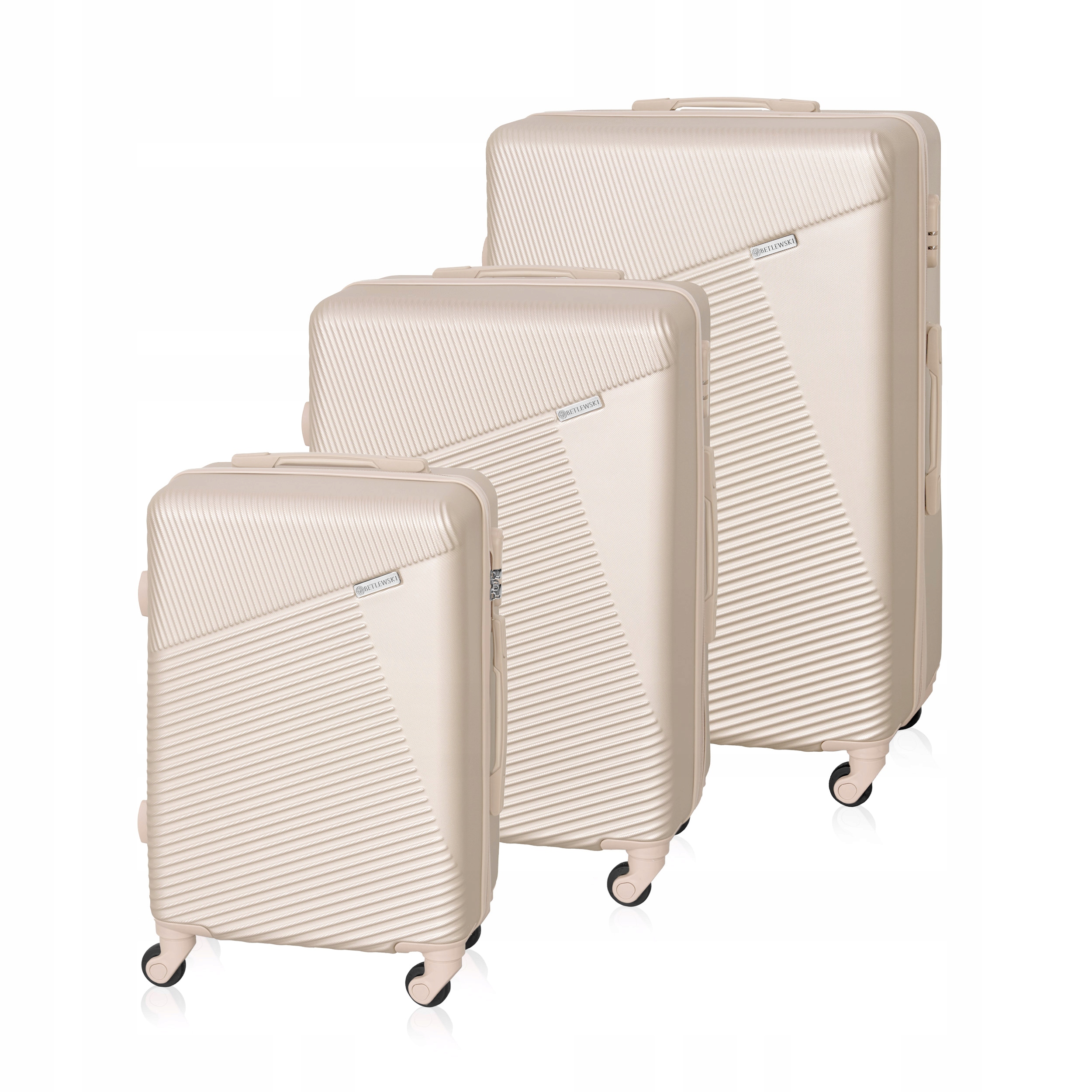 Betlewski Zestaw 3 walizek na bagaż wakacje twarde kółka zamek szyfrowy