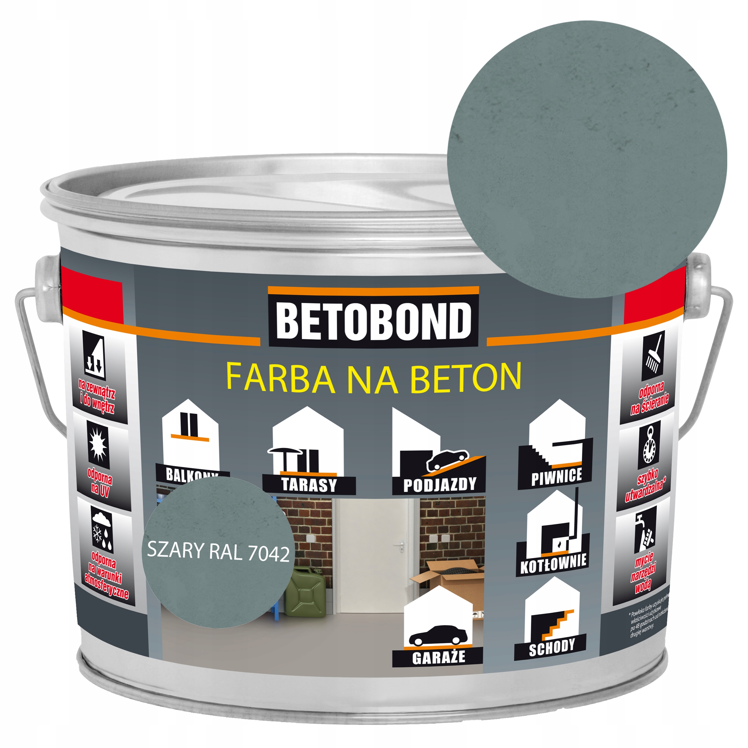 Farba do Posadzek Betonowych Odporna na Ścieranie Szara 2,5L Polifarb