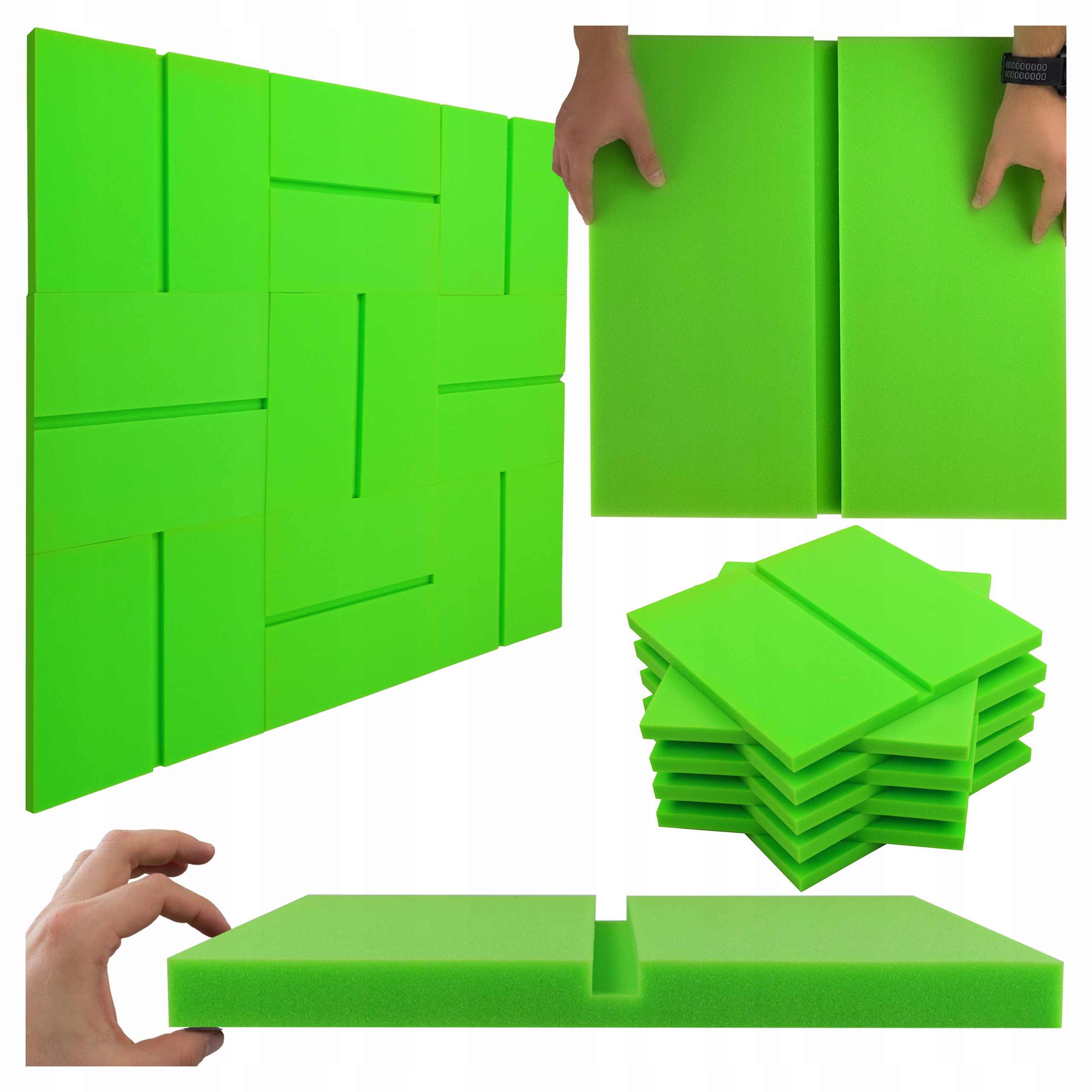 Akustický Nástěnný Panel Čtverec s fází Světle Zelený 50x50x3 cm Bitmat