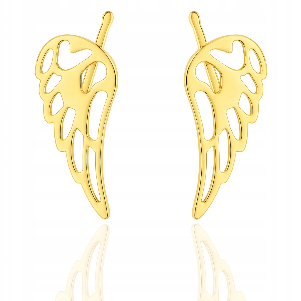 Zlaté náušnice s křídly na tyčku 12 mm Pr. 585