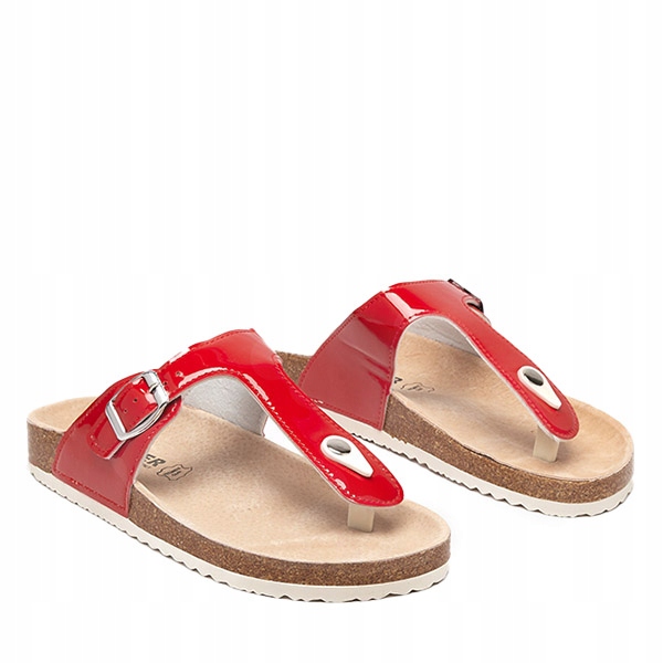 

Czerwone Lakierowane Klapki Damskie Elotsi 39