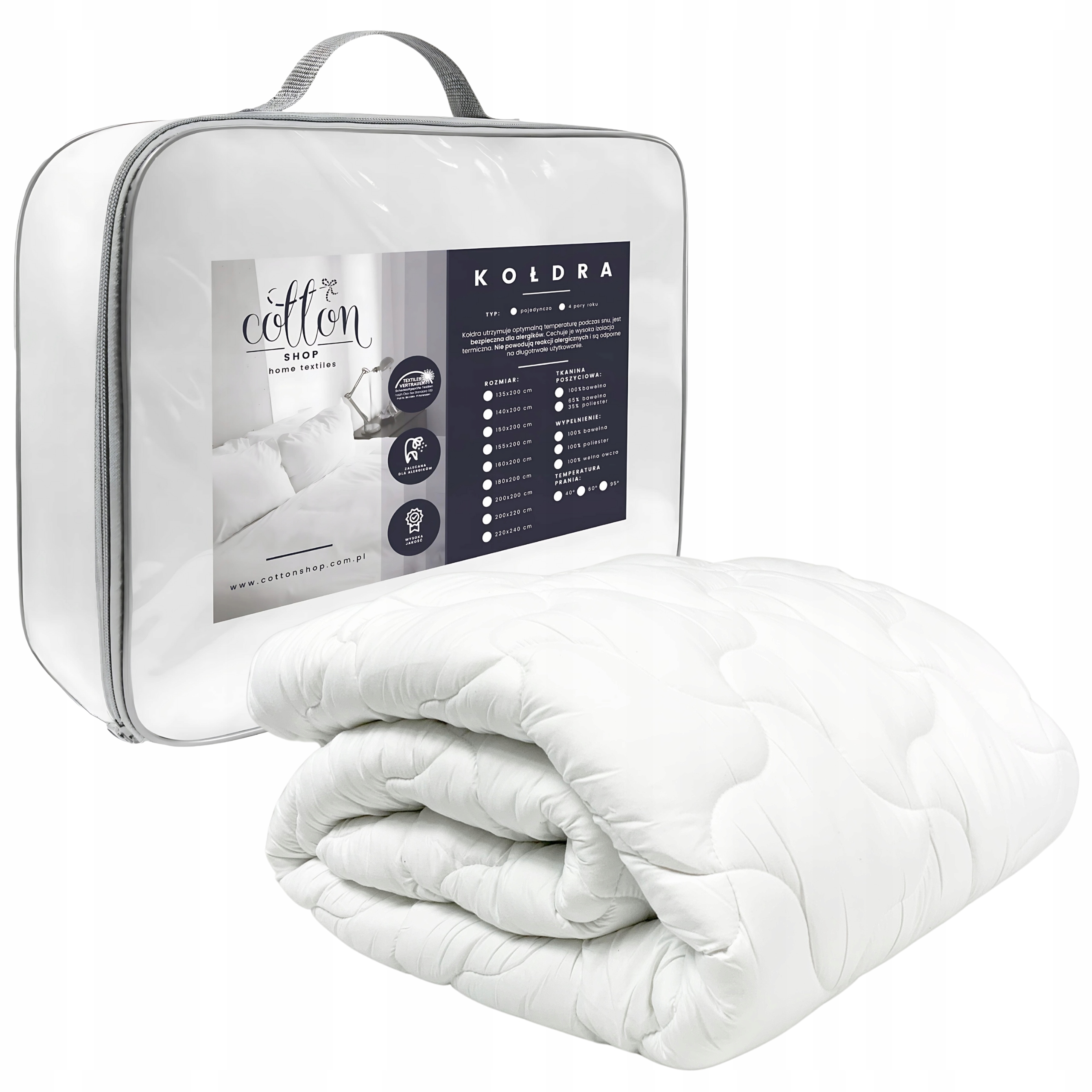 Přikrývka Tradiční celoroční 200 x 200 cm. antialergická Polsko