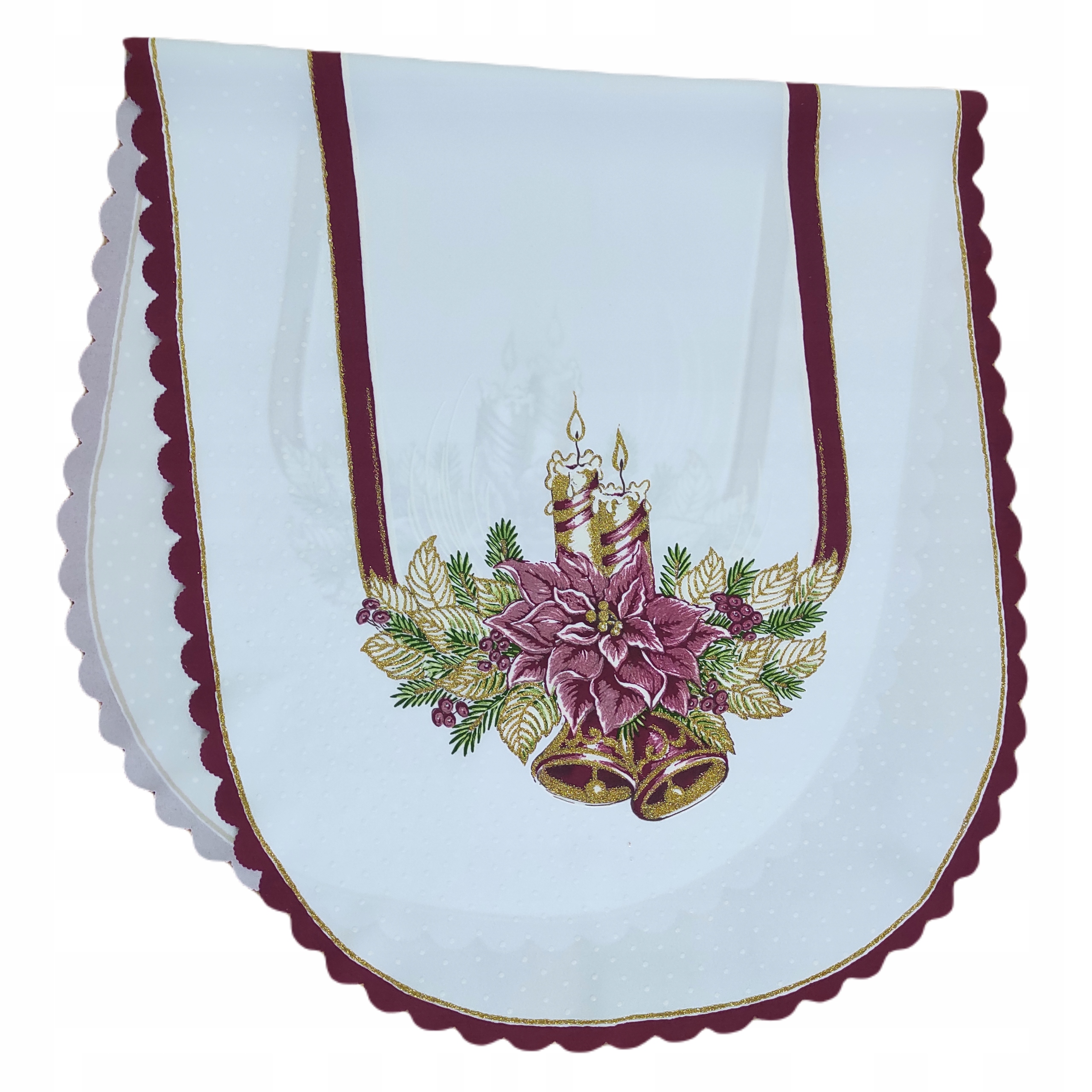 

Bieżnik Świąteczny 50 x 110 cm bordowa lamówka