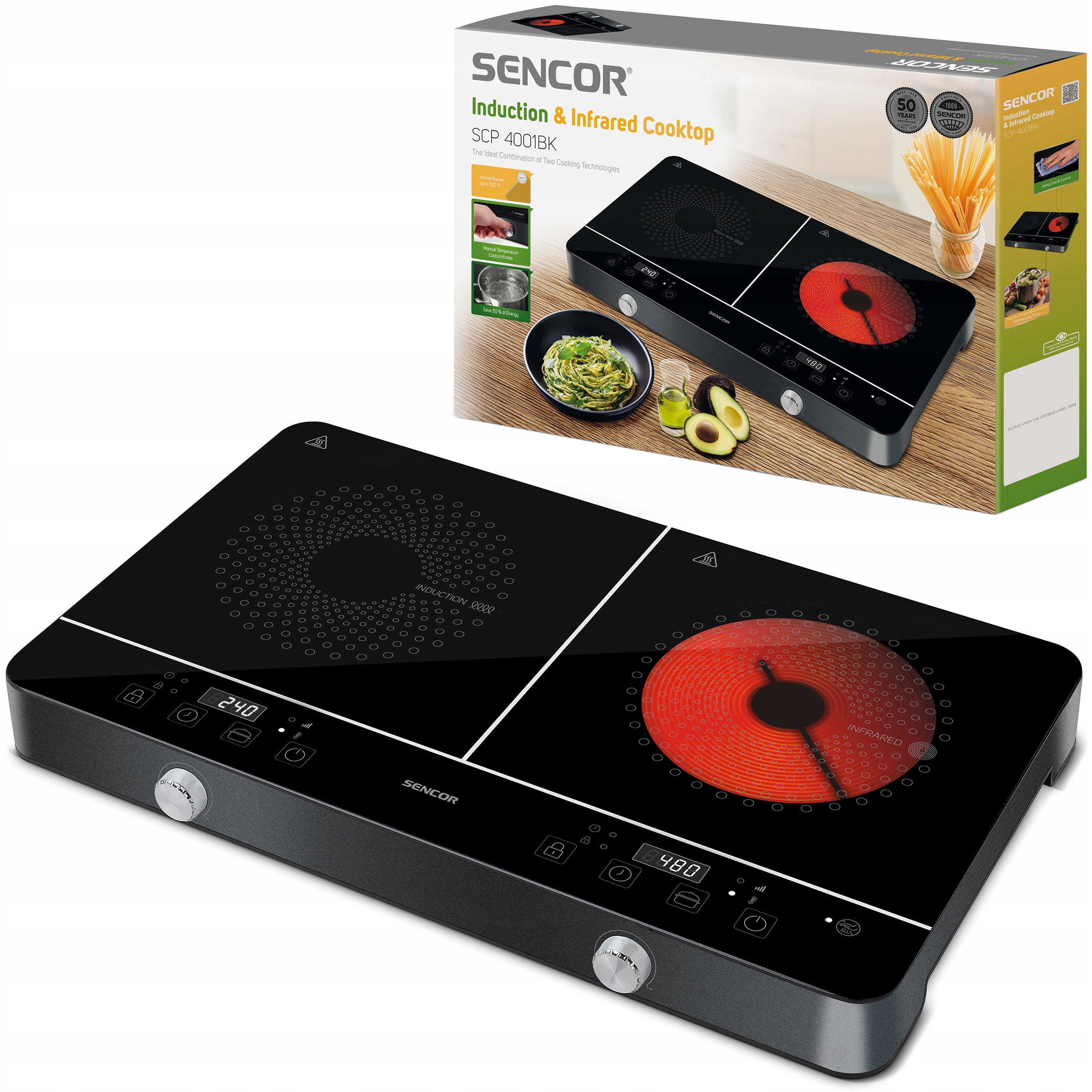 Kuchenka indukcyjna przenośna 3400W 2 Palniki dotykowa Sencor Scp 4001BK