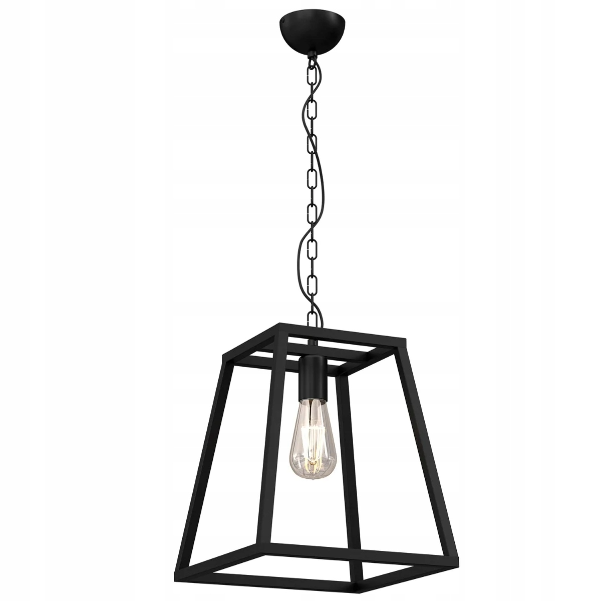 Závěsná loftová lampa černá geometrická na řetězu do jídelny Luminex