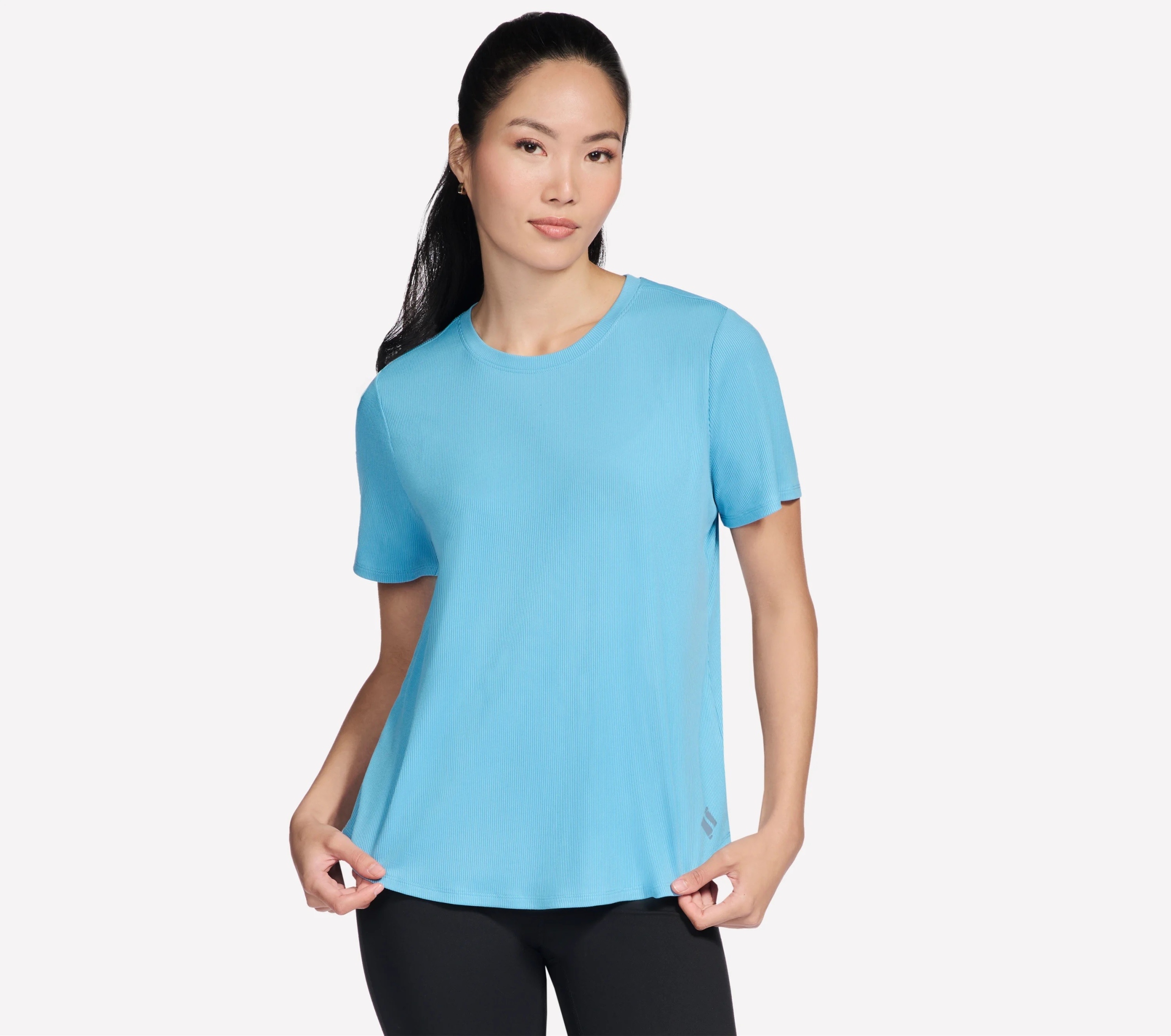 Tričko Skechers Go Walk Luxe Rib Tee modré TP163 Stbl