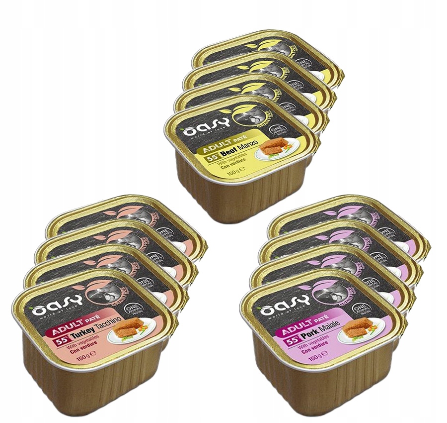 Levně Oasy vlhké krmivo bez obilovin mix chutí paštiky 12x150g
