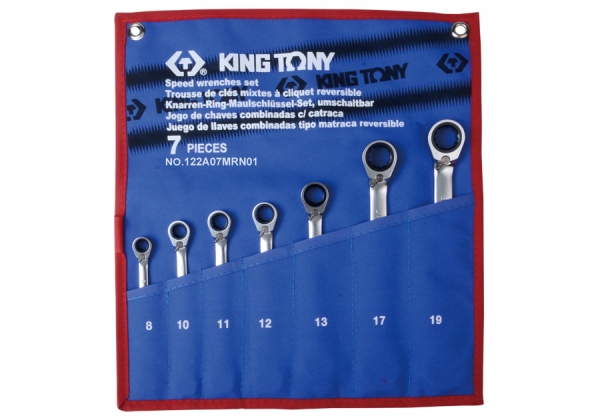 Očkoploché Kľúče Obojsmerná Hrkálka 7ks 8-19mm King Tony 122A07