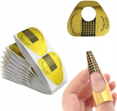 Szablon Formy Do Przedłużania Paznokci Manicure Żelu Akrylu ZŁOTE 100 szt. Marka Maxim