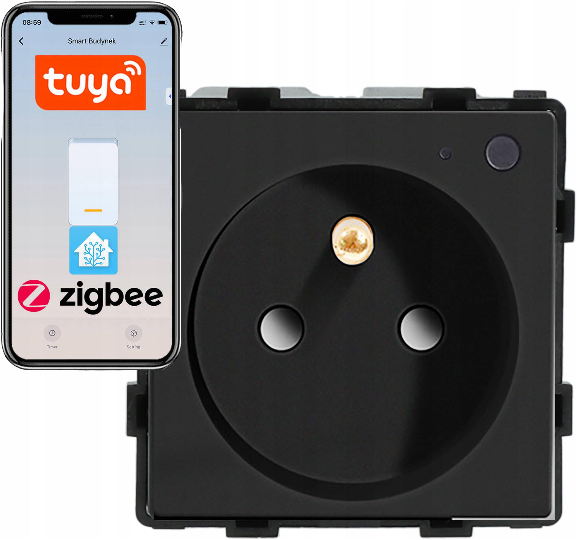 Modul Zásuvka Inteligentní Zásuvka 230V S Kolíkem Černá ZigBee 1F
