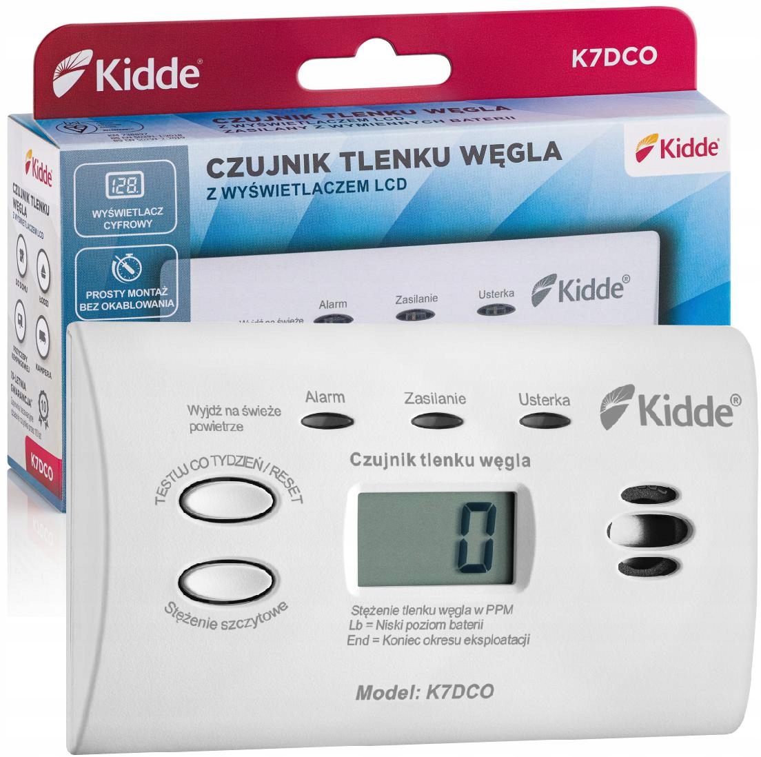 

Czujnik Czadu Kidde K7DCO Wyświetlacz LCD 10 Lat