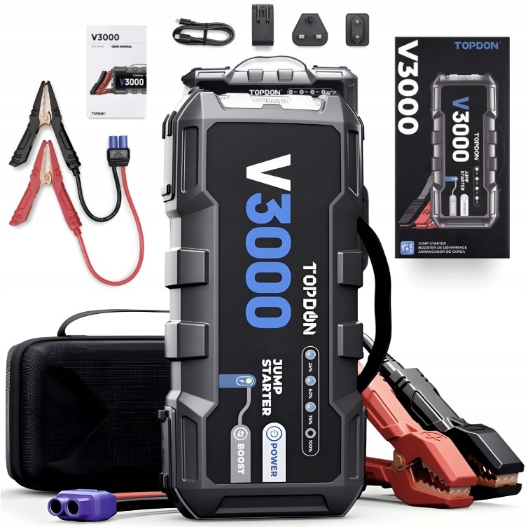Jump Starter Topdon V3000 štartovanie PowerBank 12V 24000 mAh PD60W Boost 30s