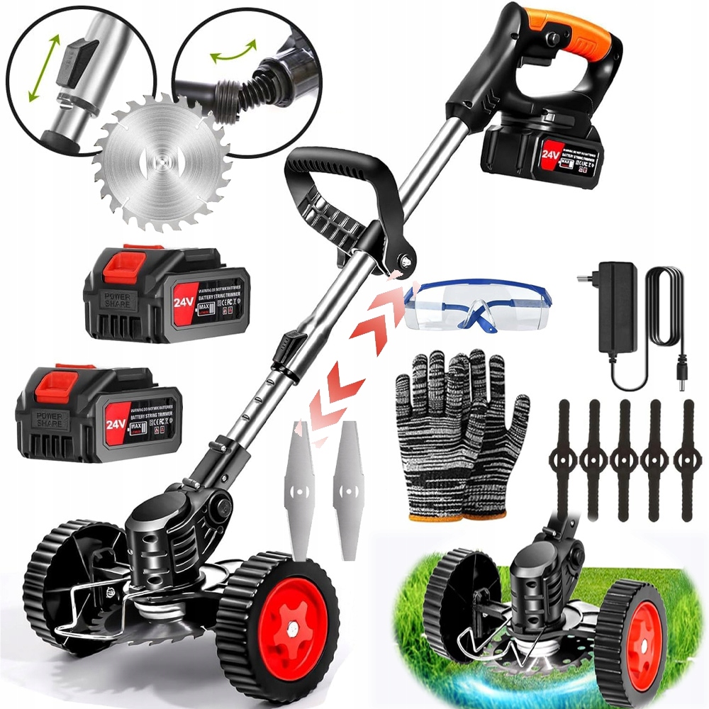 Aku Vyžínač Vyžínač Křovinořez 3 Typy Nožů Kotoučové Nože 2 Baterie