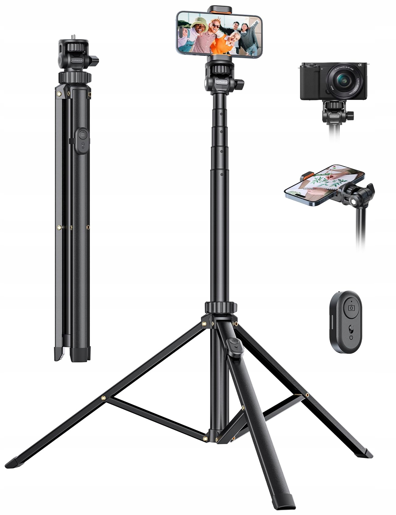 Yumazla Stativ Selfie Stick 180 cm pro chytré telefony iPhone Samsung