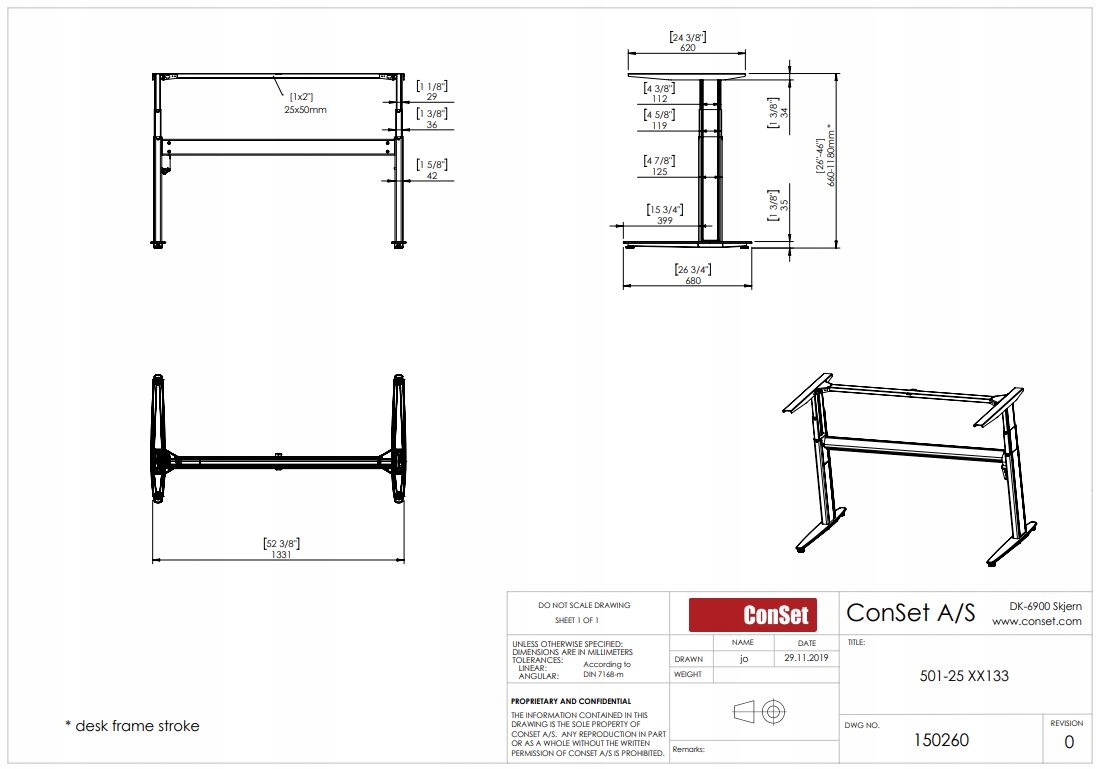 Stelaż elektryczny do biurka regulowanego 133x62cm Szerokość mebla 133 cm