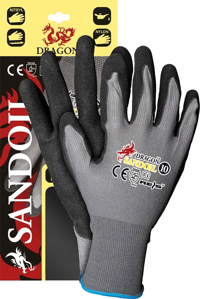 

Mocne rękawice robocze nitryl Dragon Sandoil 11