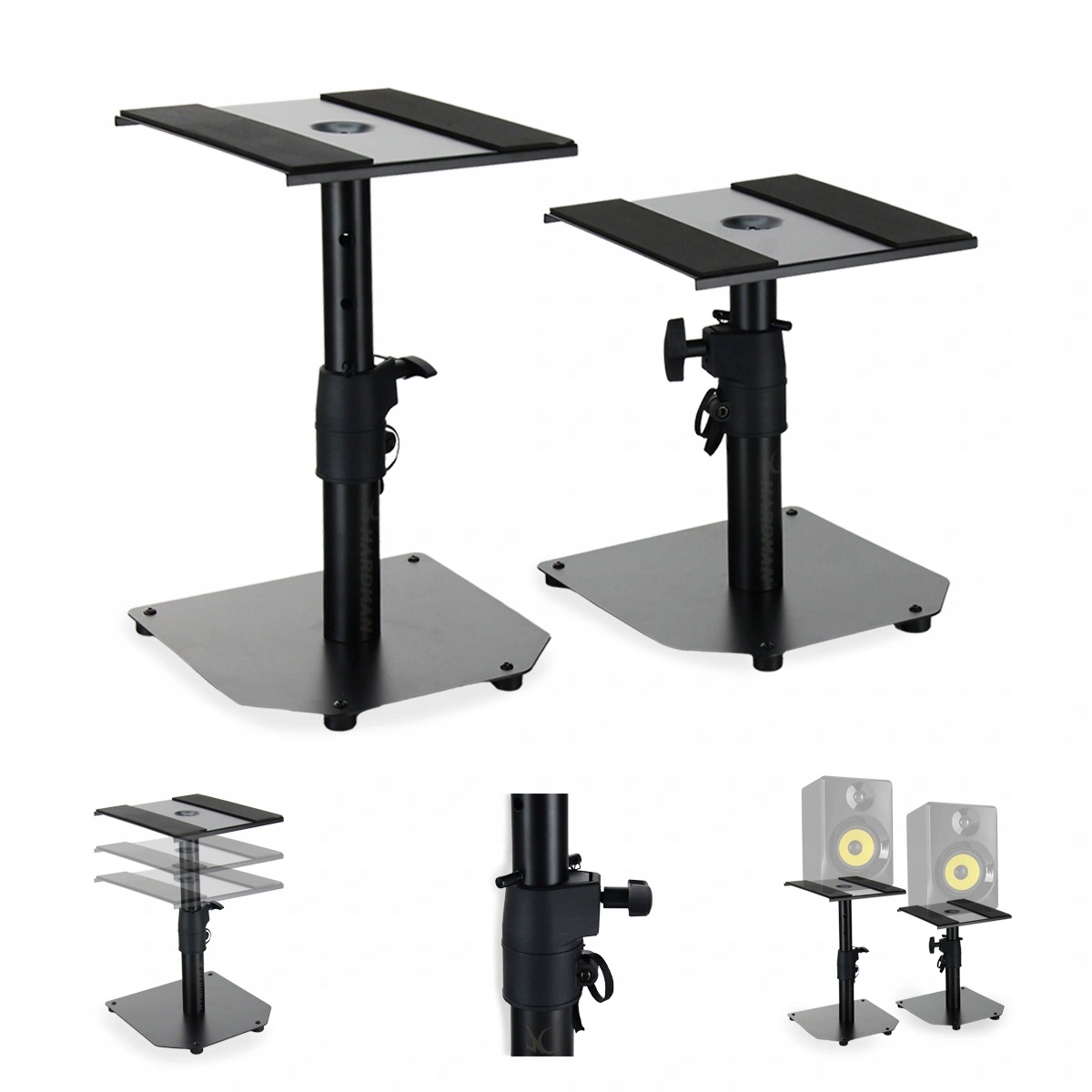 2x Statyw pod monitory studyjne regulowany solidny set Hardman