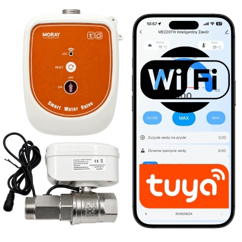 Inteligentní ventil vody WiFi 1 palec DN25 Tuya měření spotřeby a teploty