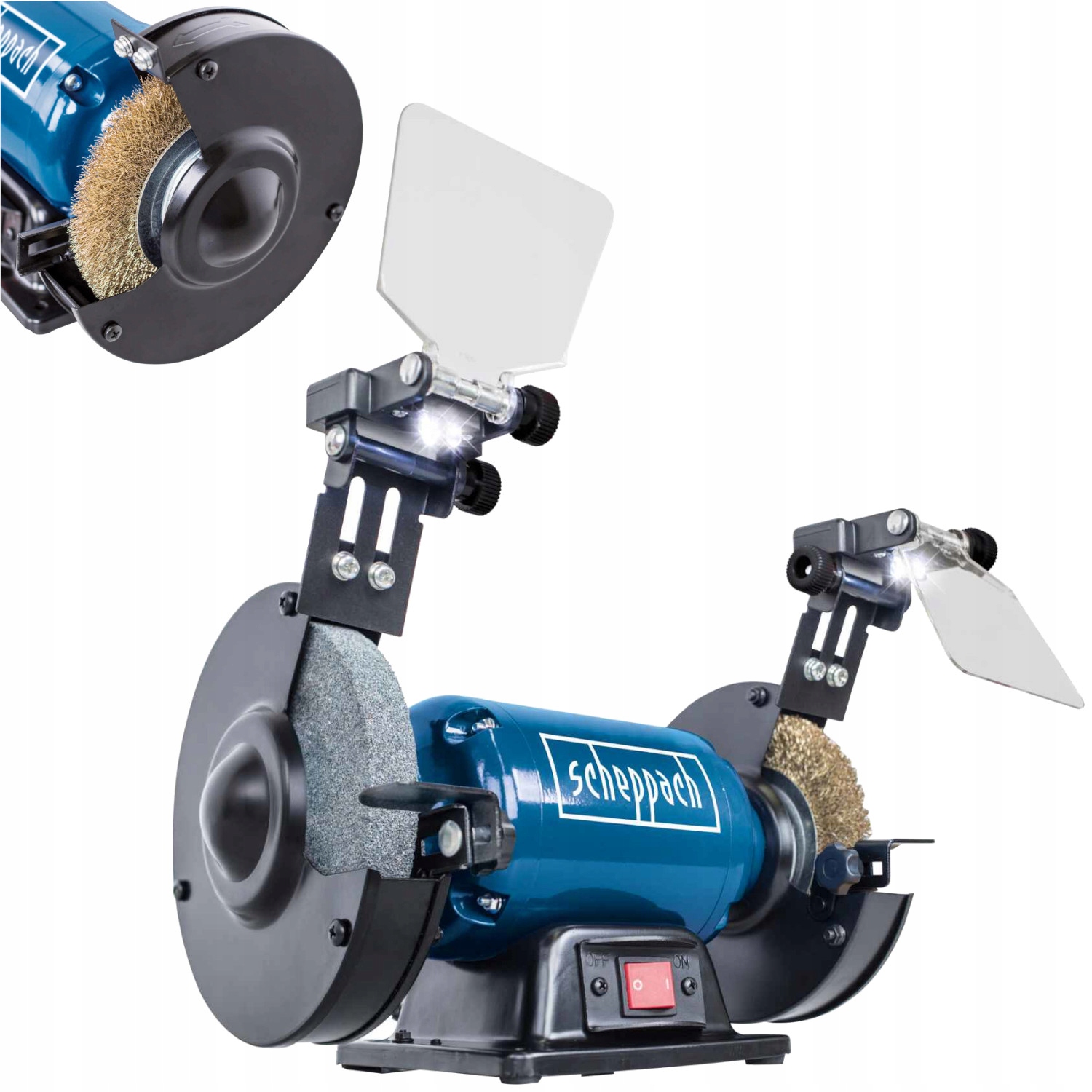 Scheppach Szlifierka stołowa SM150LB 400W podwójna tarcza szczotka 150mm