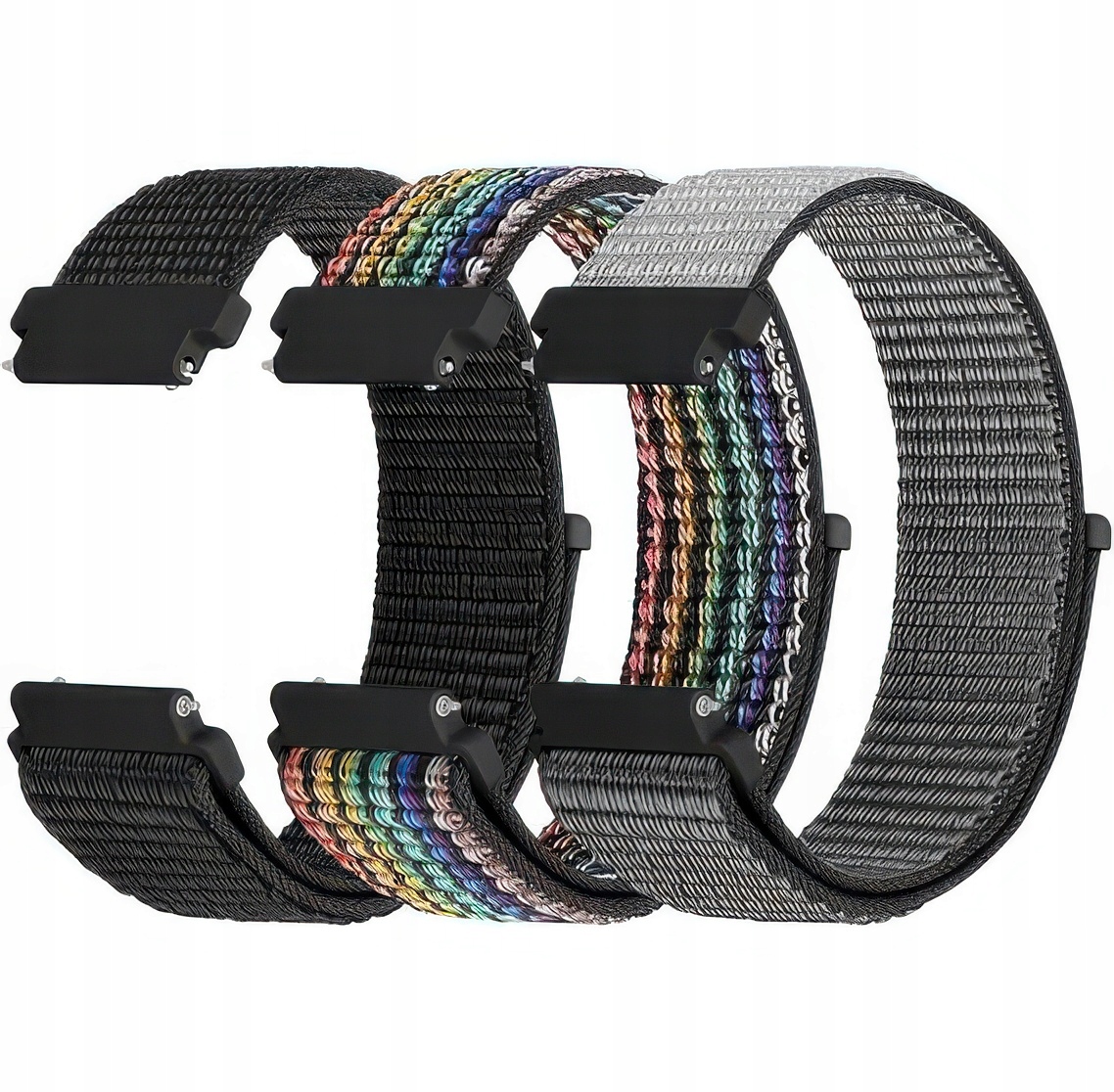 Nylonové prodyšné pásky na hodinky 18-24 mm, univerzální, 3 ks