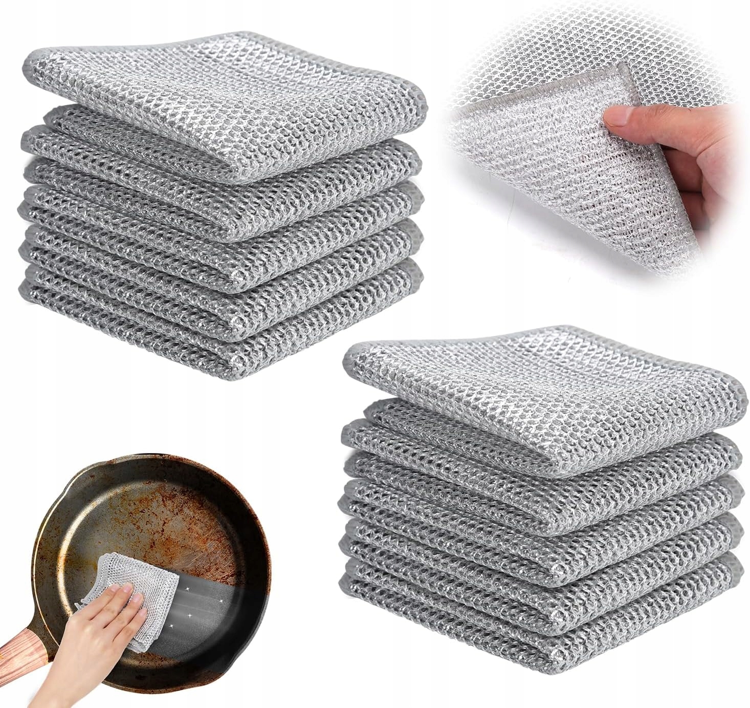 Levně Drátěná Utěrka 10 Ks 23x18cm Nepoškrábe Utěrku Na Mytí Nádobí
