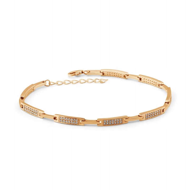 Zlatý náramek 585 Obdélníkový s zirkony 5.76g, elegantní jako dárek