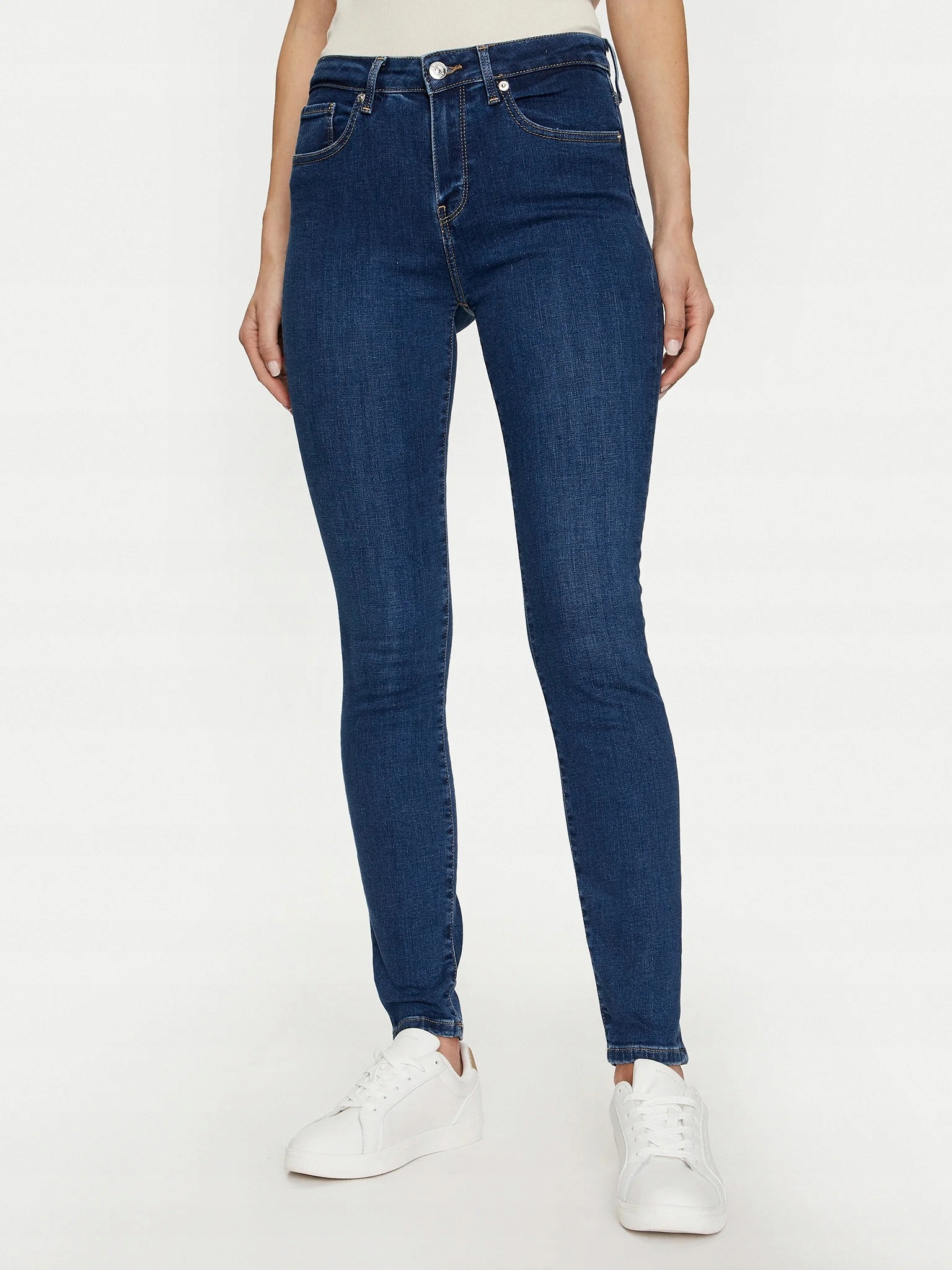 Tommy Hilfiger Tmavě Modré Úzké Nohavice Džíny S Vysokým Pasem 36/28 6EA