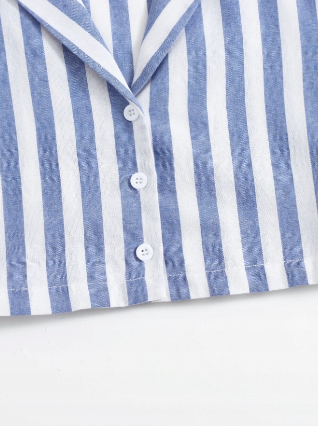 SHEIN DAMSKA KRÓTKA LETNIA KOSZULA W PASKI 44 VTH Wzór dominujący paski