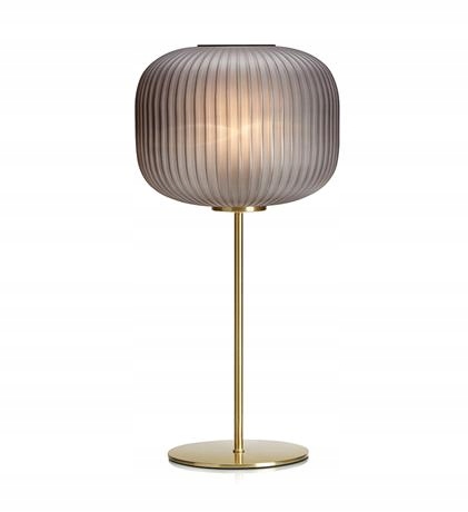 Stolní Lampa Skleněná Ryhovaná Koule Markslojd Sober Kouřová Zlatá 107820